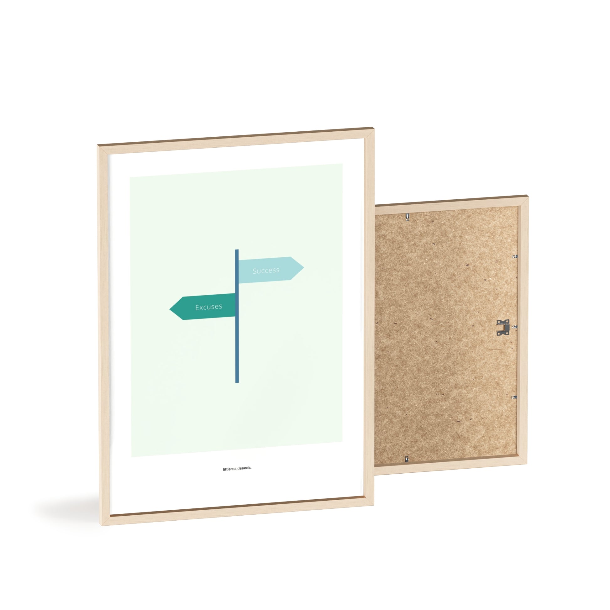 "Only Two Ways – Either You Have Excuses, or You Achieve Success" – Discipline, Habits & Achievements Children Motivational Wall Art to Foster Focus & Success | Matte Frame– Mint