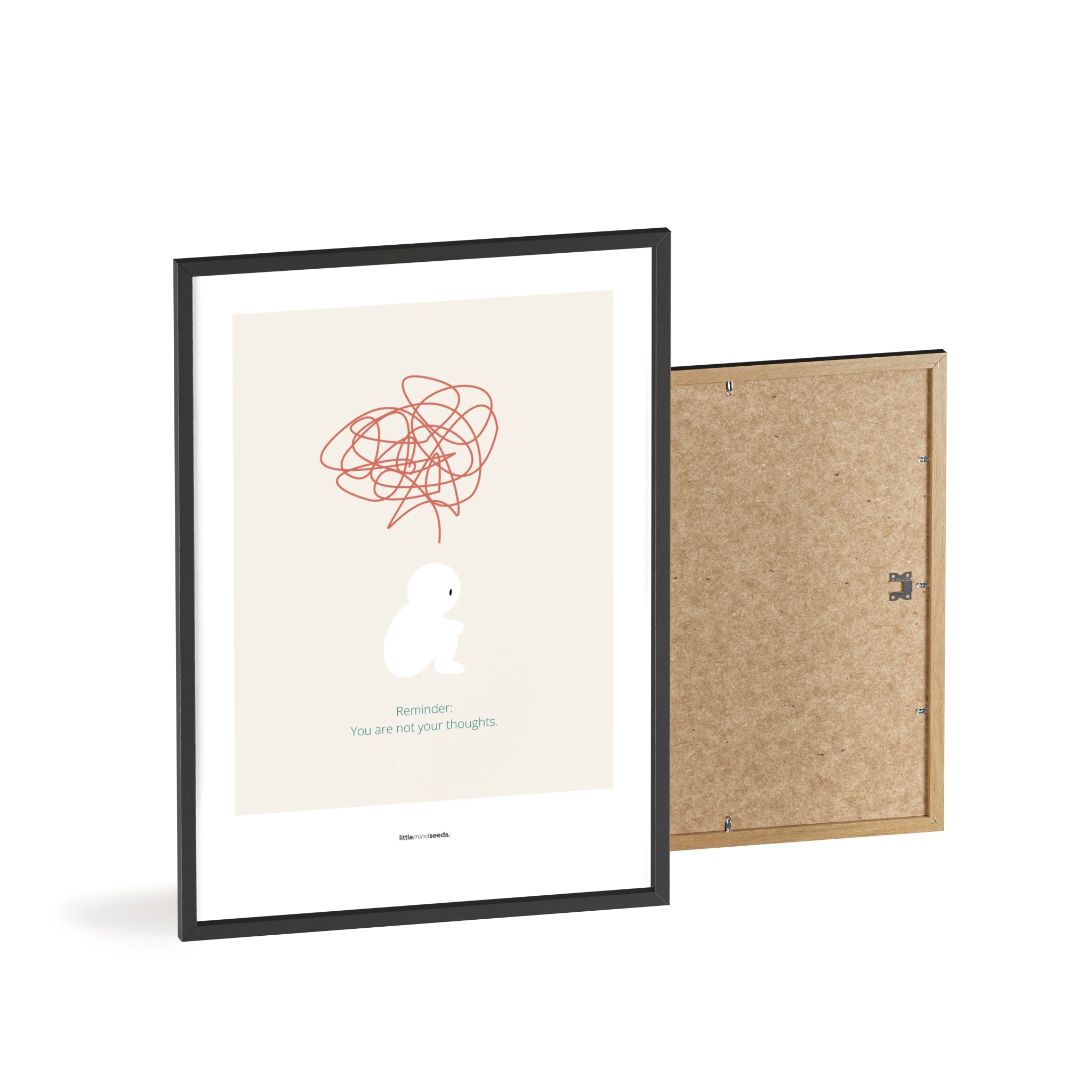 "We Are Not Our Thoughts – We Are Our Actions" – Resilience & Confidence Wall Art to Build Self-Belief & Grit | Motivational Quality Framed Poster | Minimalist Quotes for Personal Growt – Beige