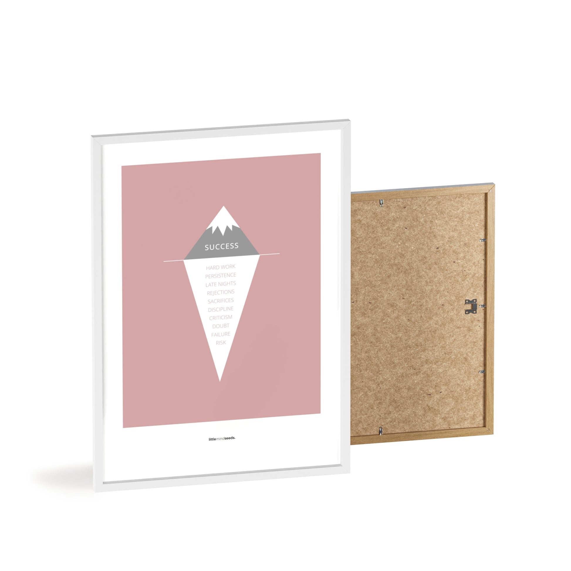 "The Iceberg Illusion – What People See vs What Went Into Achieving It" – Discipline, Habits & Achievements Children Motivational Wall Art to Foster Focus & Success | Matte Frames– Pink