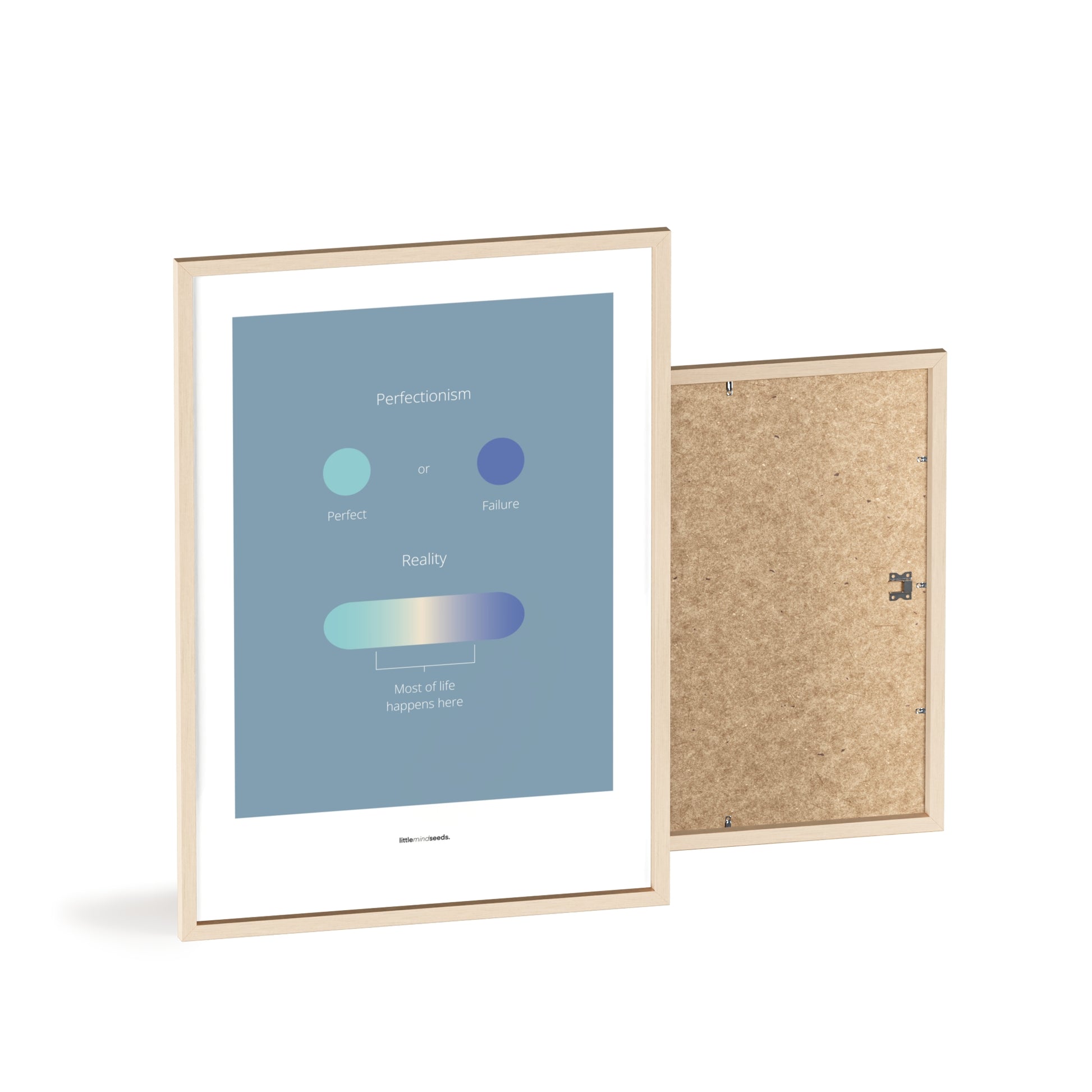 "Life Is Not Perfect Like We Imagine" – Resilience & Confidence Motivational Quality Framed Poster | Minimalist Inspirational Wall Art – Blue