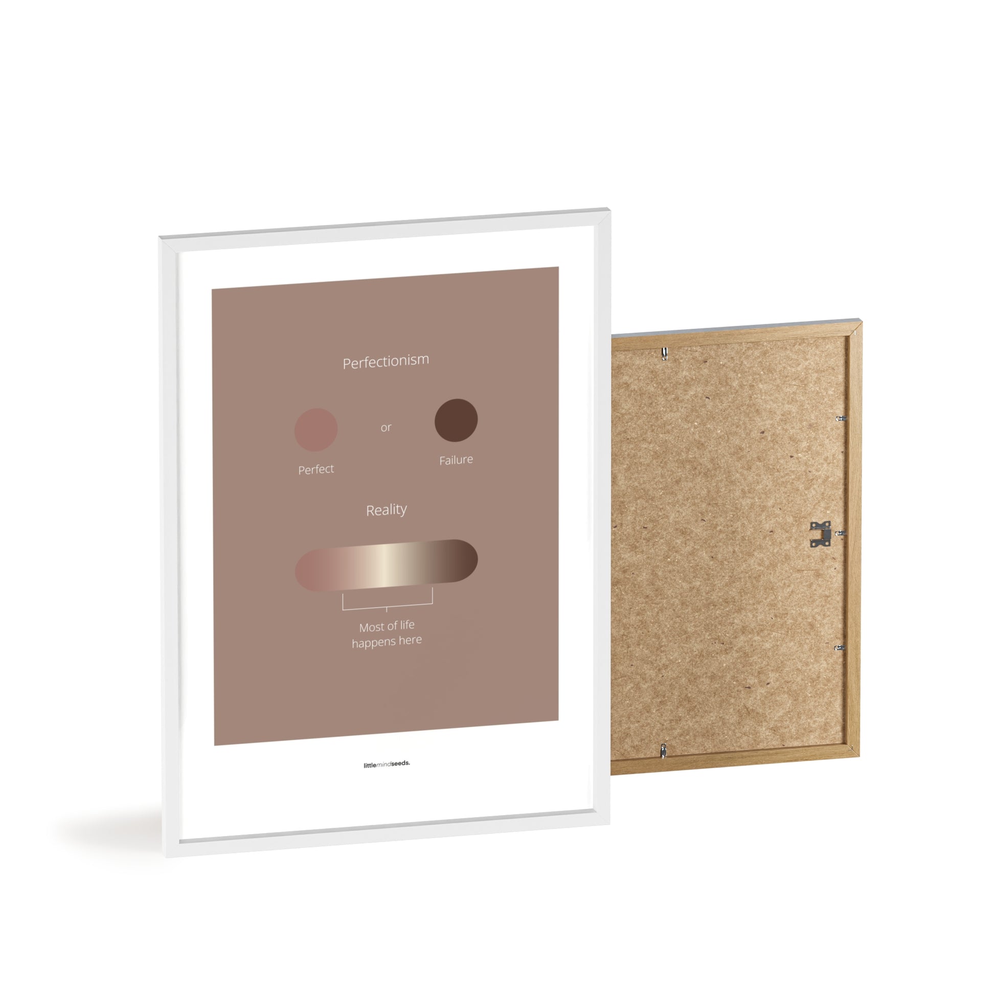"Life Is Not Perfect Like We Imagine" – Resilience & Confidence Motivational Quality Framed Poster | Minimalist Inspirational Wall Art – Brown