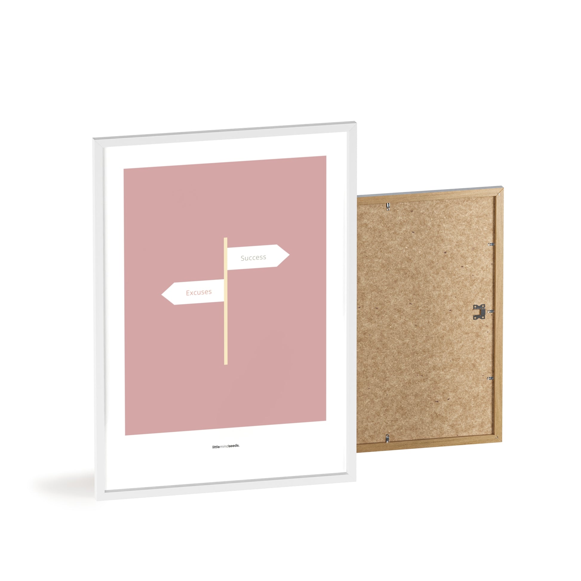 "Only Two Ways – Either You Have Excuses, or You Achieve Success" – Discipline, Habits & Achievements Children Motivational Wall Art to Foster Focus & Success | Matte Frame– Pink