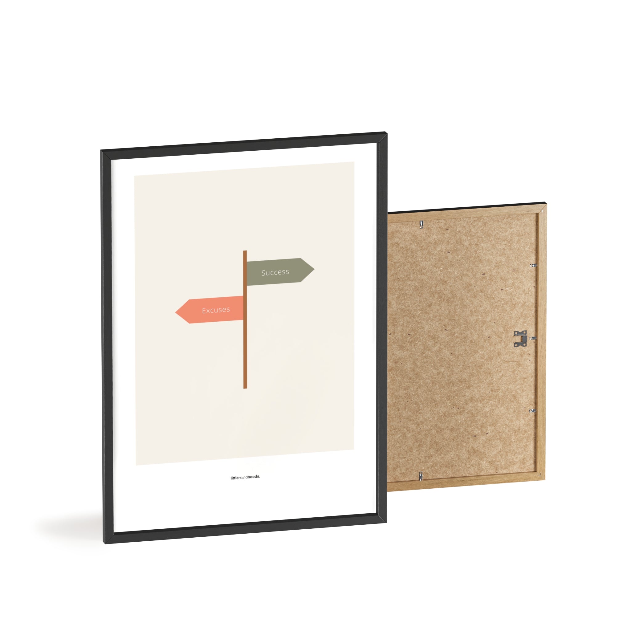 "Only Two Ways – Either You Have Excuses, or You Achieve Success" – Discipline, Habits & Achievements Children Motivational Wall Art to Foster Focus & Success | Matte Frame– Beige