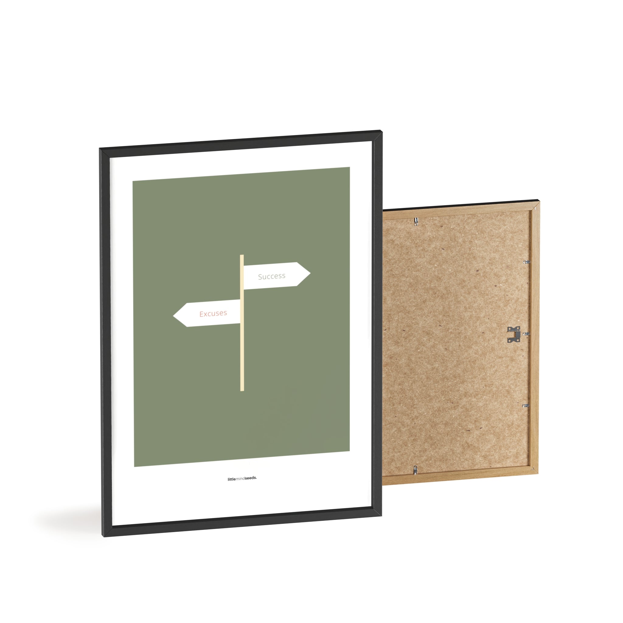 "Only Two Ways – Either You Have Excuses, or You Achieve Success" – Discipline, Habits & Achievements Children Motivational Wall Art to Foster Focus & Success | Matte Frame– Green