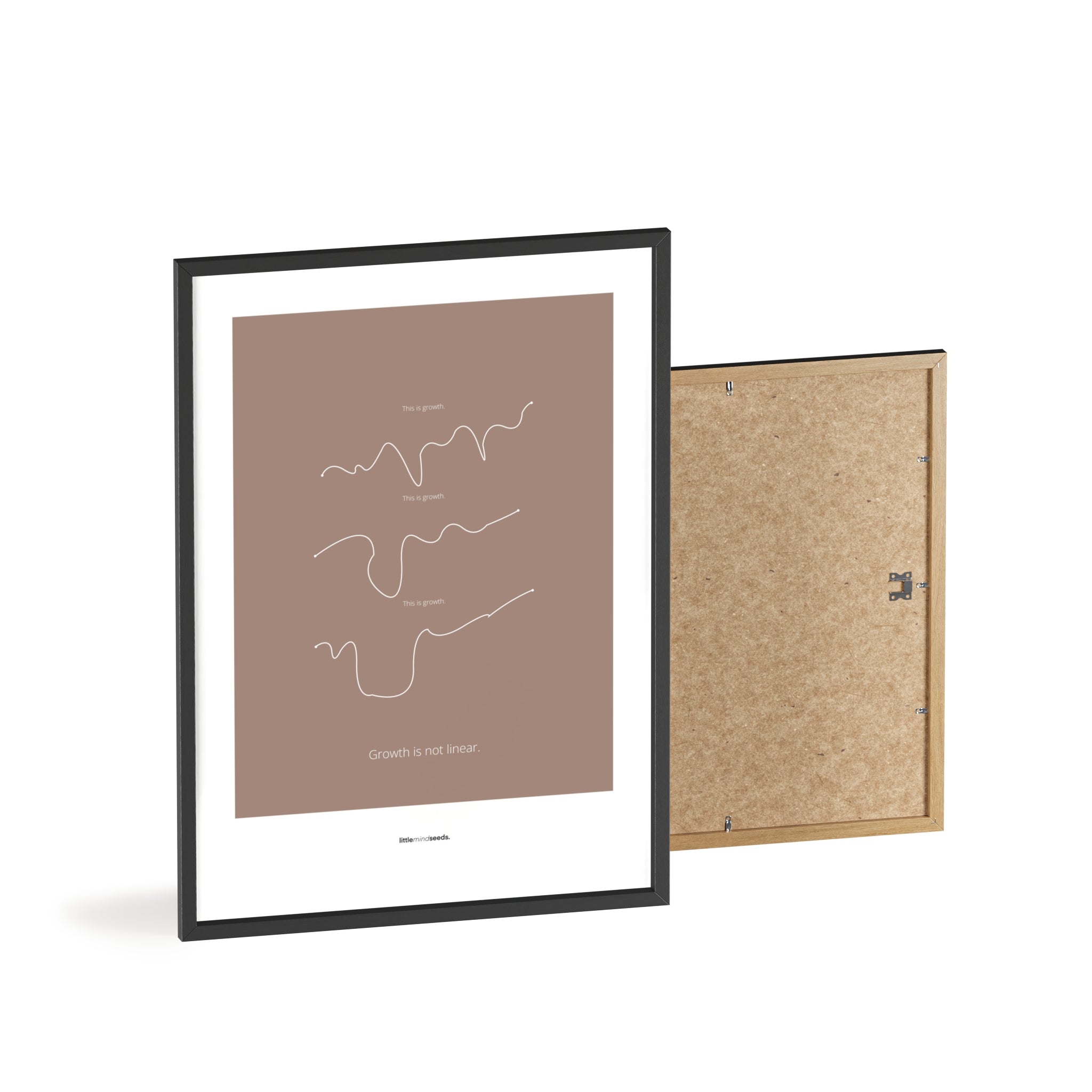 “Growth Is Not Linear” – Inspiration to Child's Growth Mindset | Motivational Framed Poster | Minimalist Quotes on the Wall – Brown