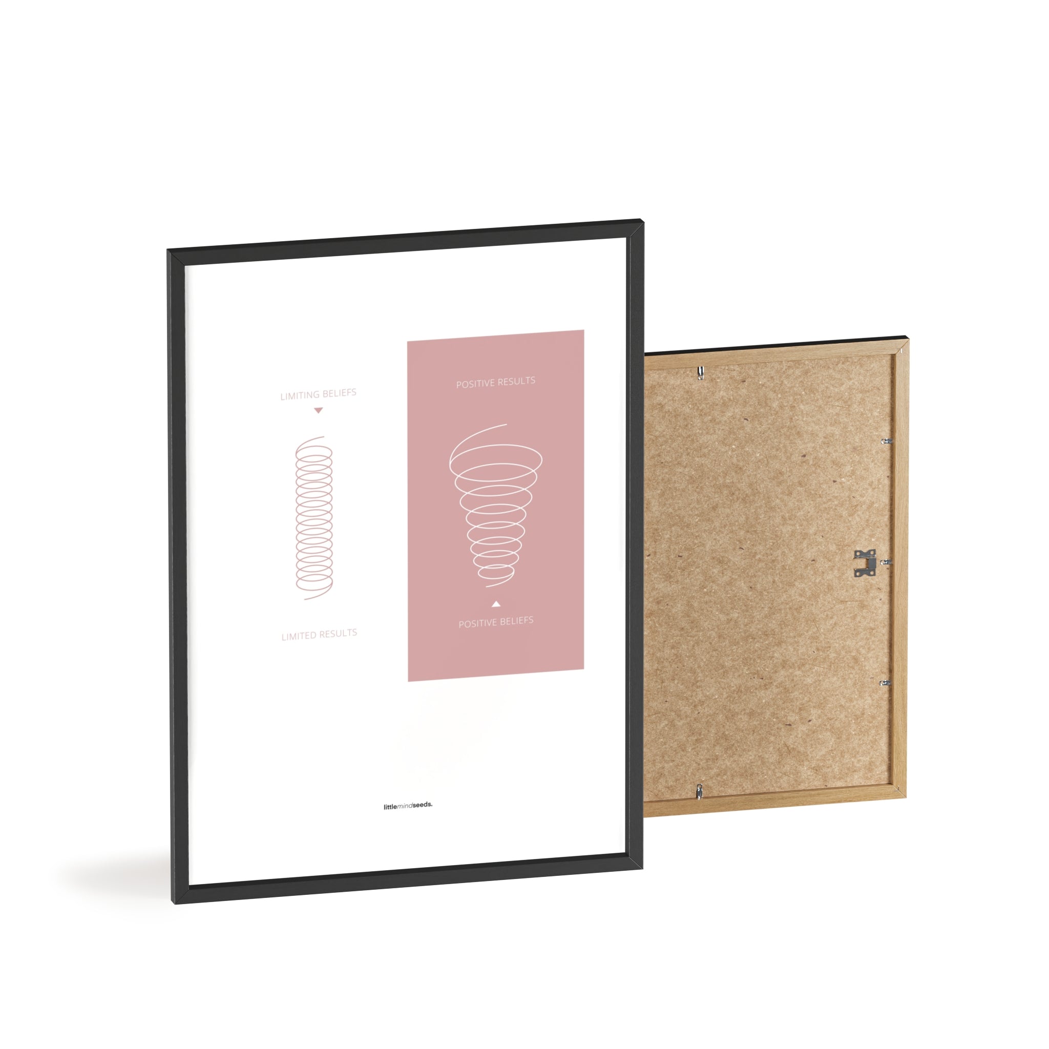 "A Positive Mindset Broadens Your Perspectives" – Subconscious Visual Learning for Children Growth Mindset Framed Poster Wall Art for Kids - Pink