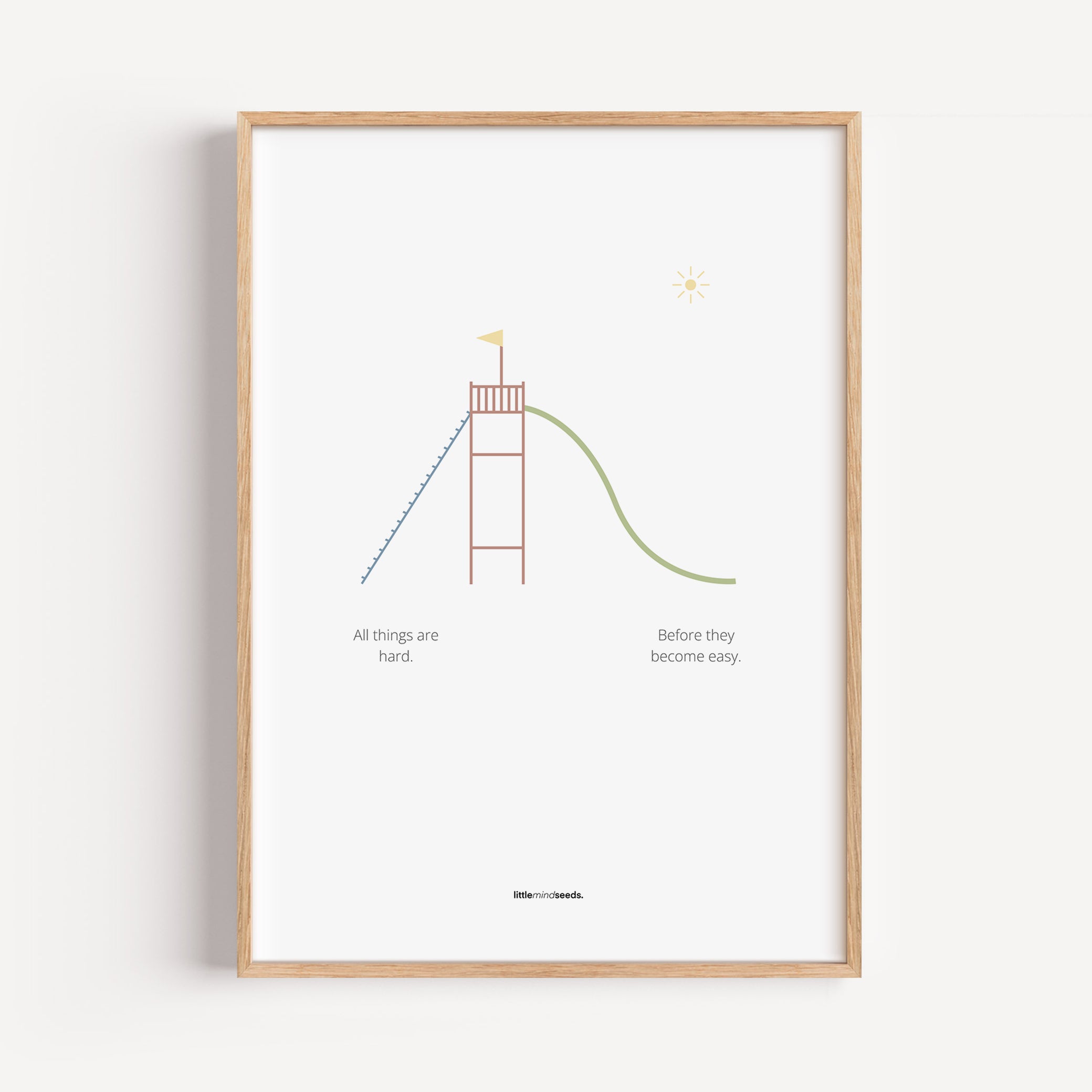 "All Things Are Hard Before They Become Easy" – Resilience & Confidence Wall Art to Build Self-Belief & Grit | Motivational Matte Frame | Minimalist Wall Art – Beige