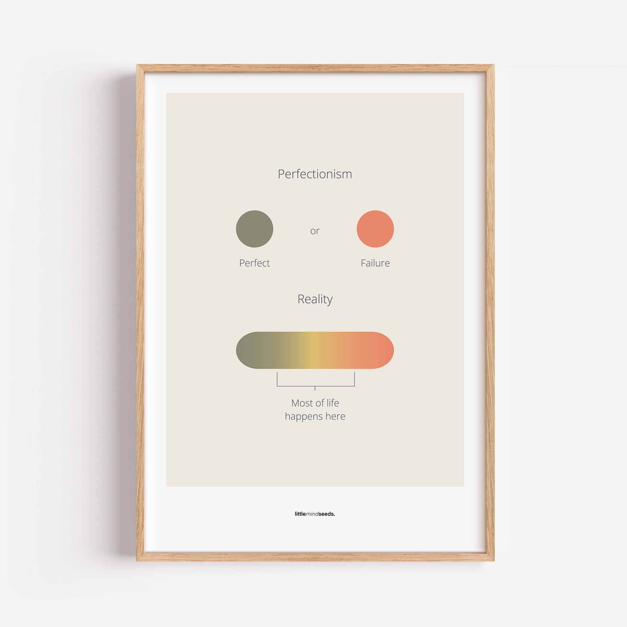 "Life Is Not Perfect Like We Imagine" – Resilience & Confidence Motivational Quality Framed Poster | Minimalist Inspirational Wall Art – Beige