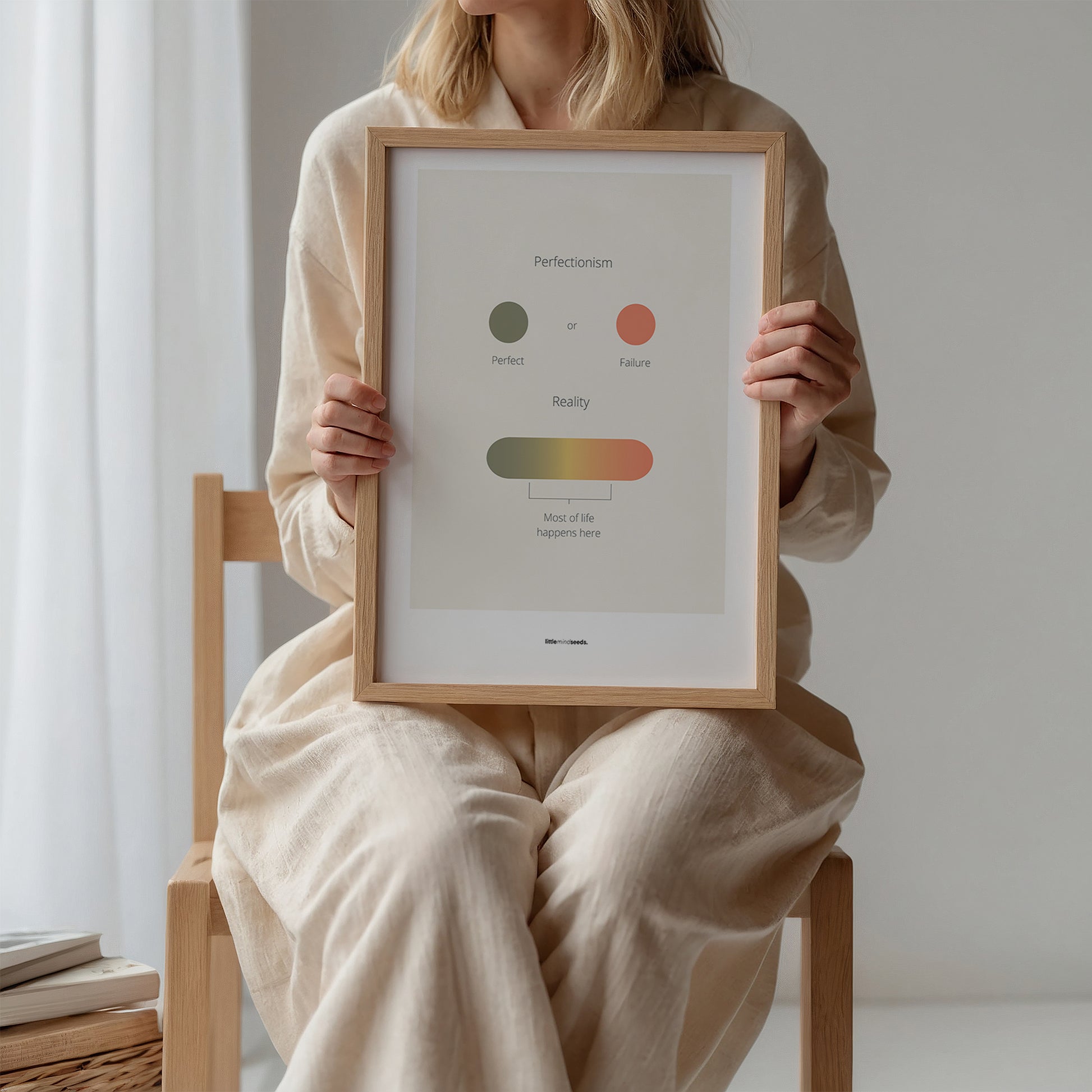 "Life Is Not Perfect Like We Imagine" – Resilience & Confidence Motivational Quality Framed Poster | Minimalist Inspirational Wall Art – Beige