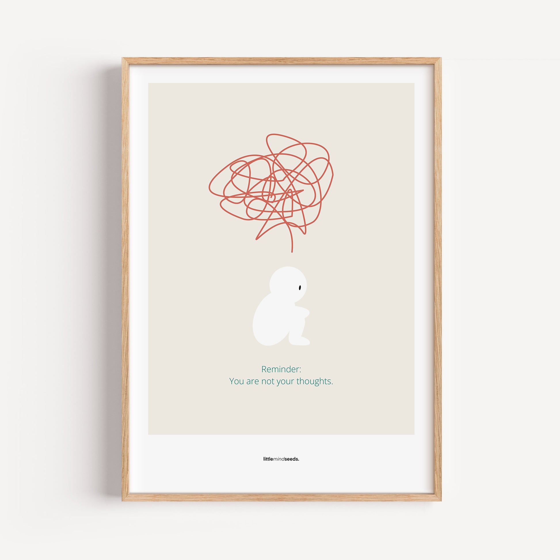 "We Are Not Our Thoughts – We Are Our Actions" – Resilience & Confidence Wall Art to Build Self-Belief & Grit | Motivational Quality Framed Poster | Minimalist Quotes for Personal Growt – Beige