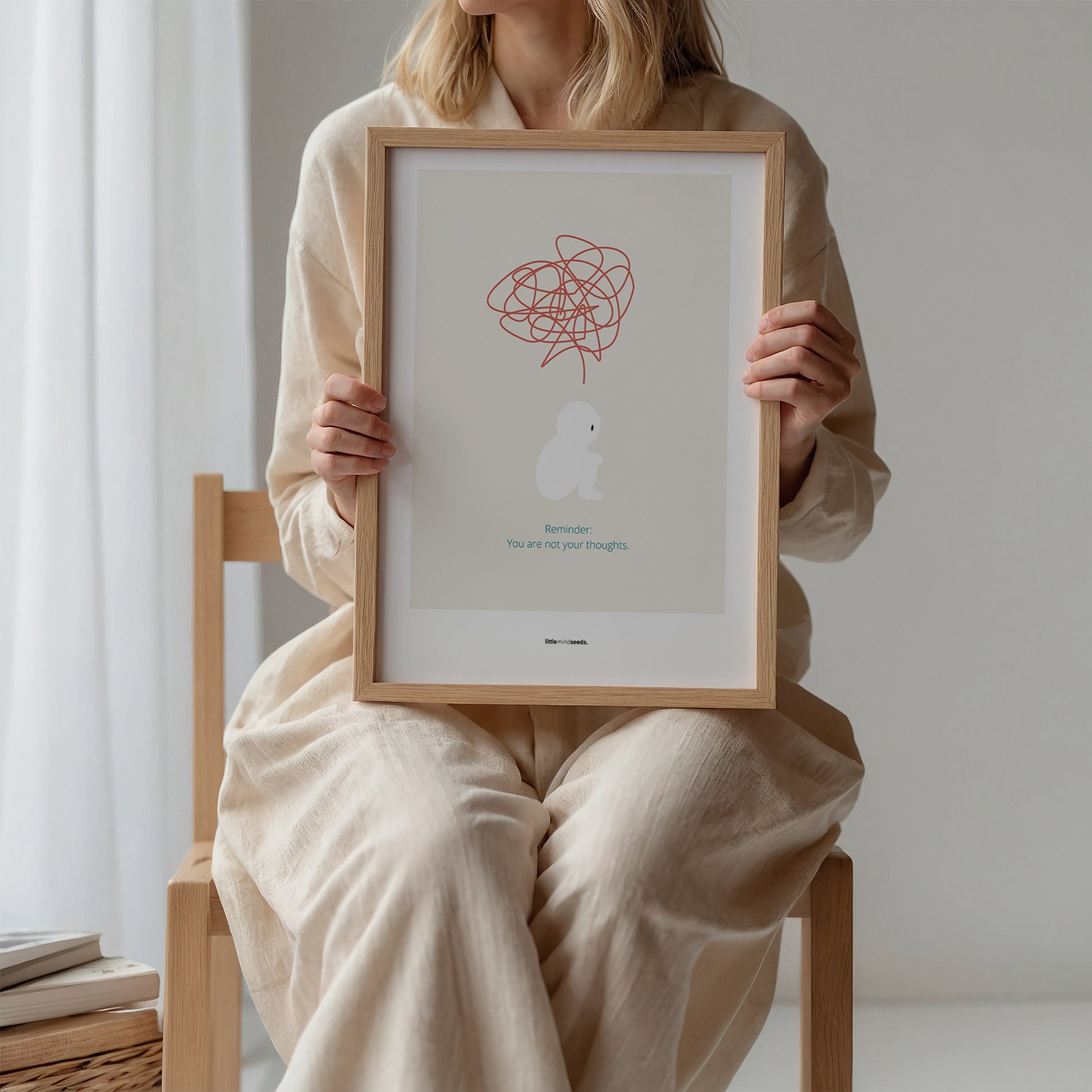 "We Are Not Our Thoughts – We Are Our Actions" – Resilience & Confidence Wall Art to Build Self-Belief & Grit | Motivational Quality Framed Poster | Minimalist Quotes for Personal Growt – Beige