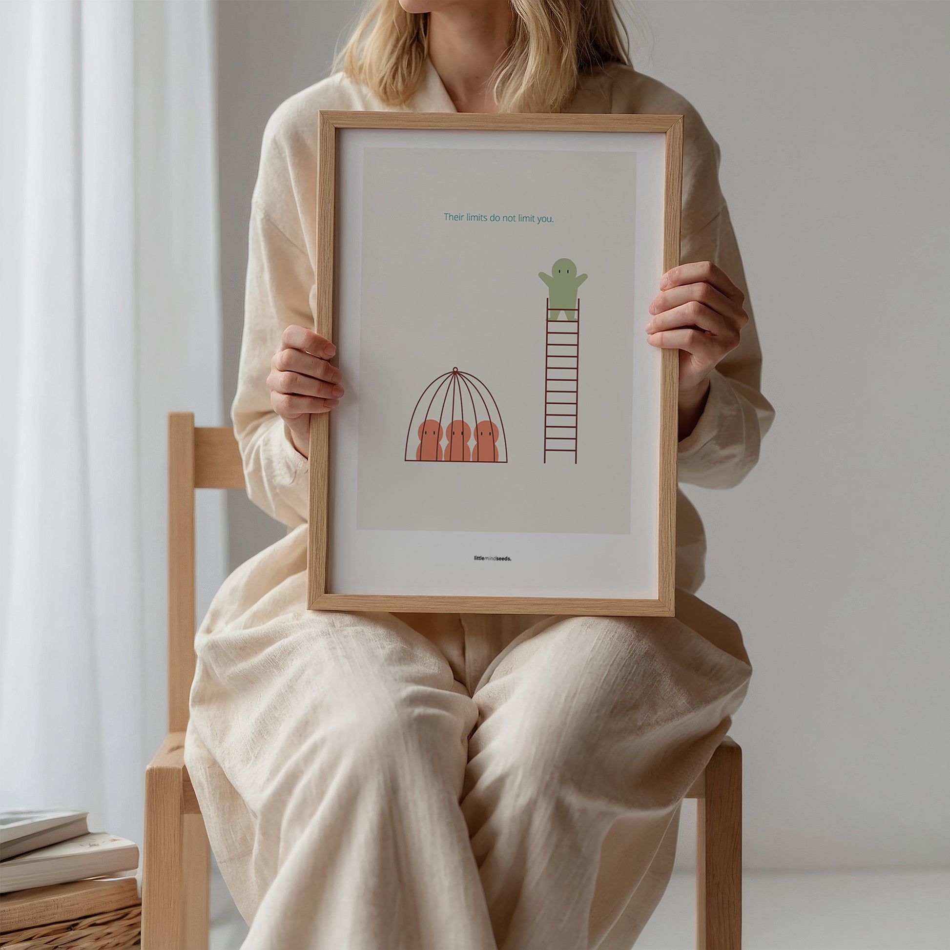 "The Limits of Others Do Not Limit You" – Emotional Intelligence & Self-Worth Motivational Quality Framed Poster | Minimalist Wall Art – Beige