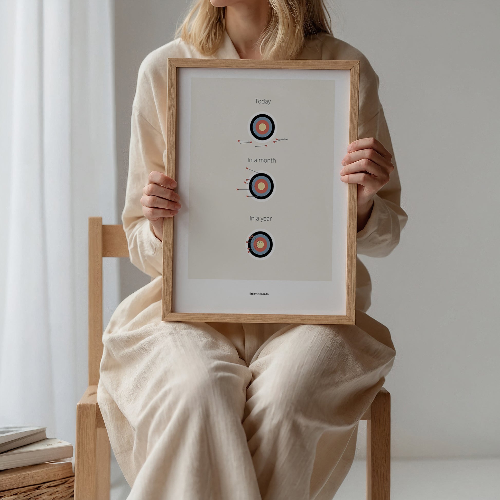 "What is Achievable With Consistent Practice" – Discipline, Habits & Achievements Children Motivational Wall Art to Foster Focus & Success  Framed Matte poster– Beige