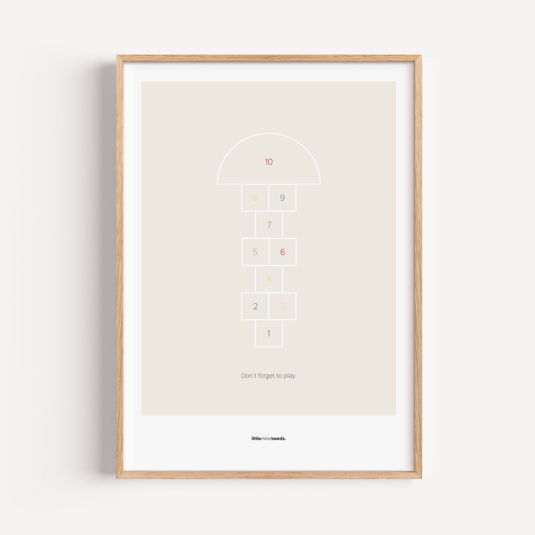 "Don’t Forget to Play" – Happiness & Well-Being Reminder Wall Art to Encourage Joy & Balance | Motivational Matte Framed Poster | Minimalist Wall Art – Beige minimal