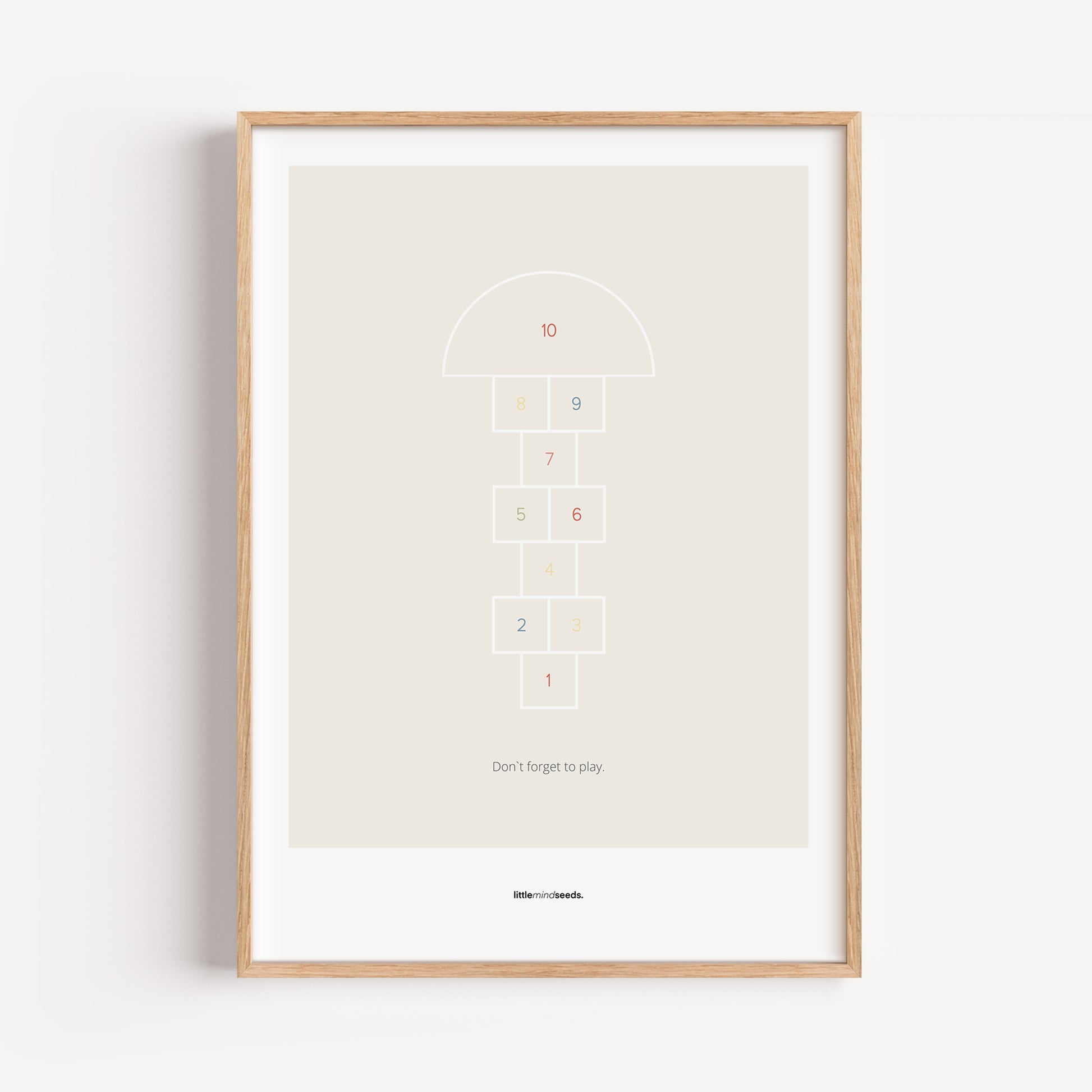 "Don’t Forget to Play" – Happiness & Well-Being Reminder Wall Art to Encourage Joy & Balance | Motivational Matte Framed Poster | Minimalist Wall Art – Beige minimal