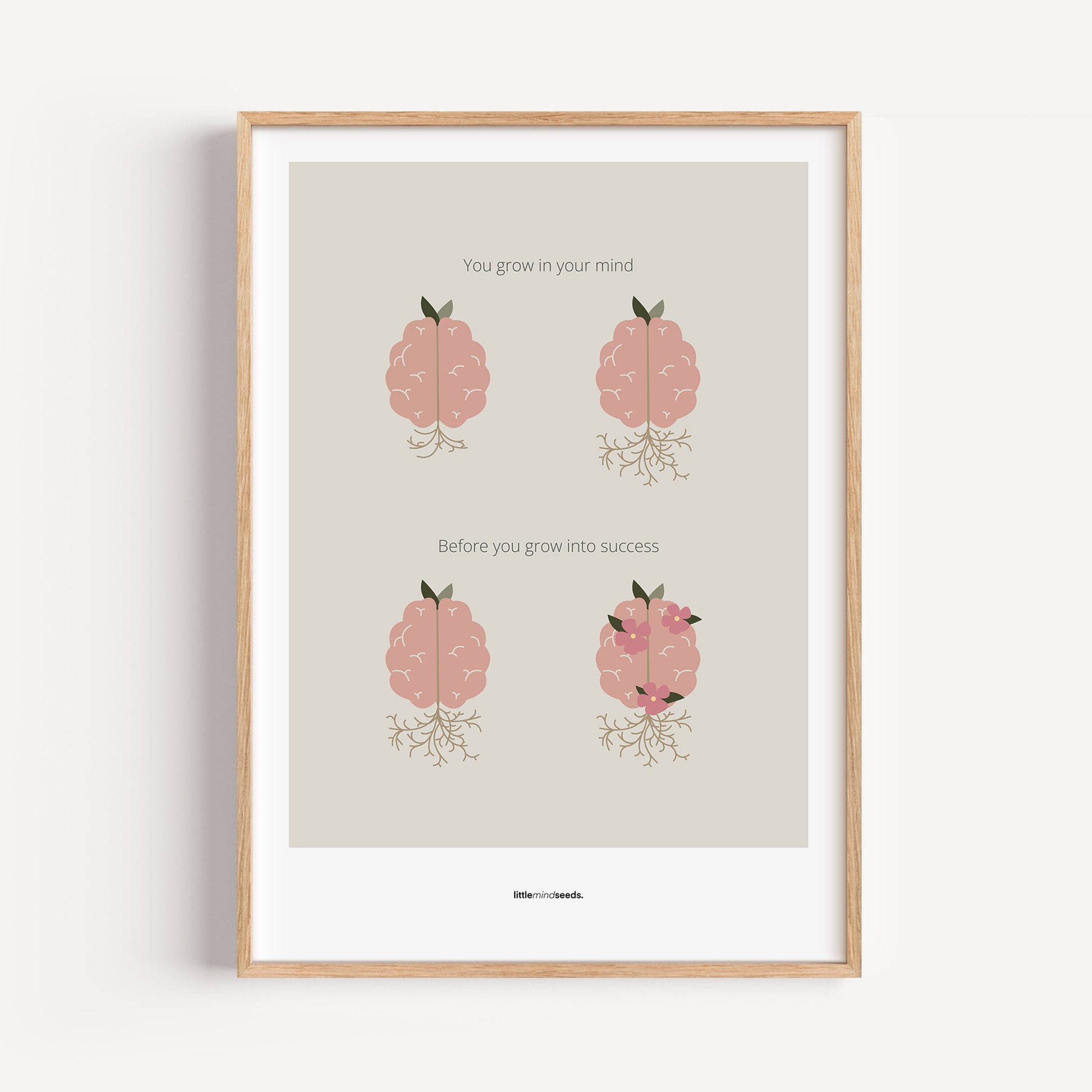 "You Grow Inside First" – Motivational Framed Poster for Children | Growth Mindset Wall Art Framed Poster – Dark Gray