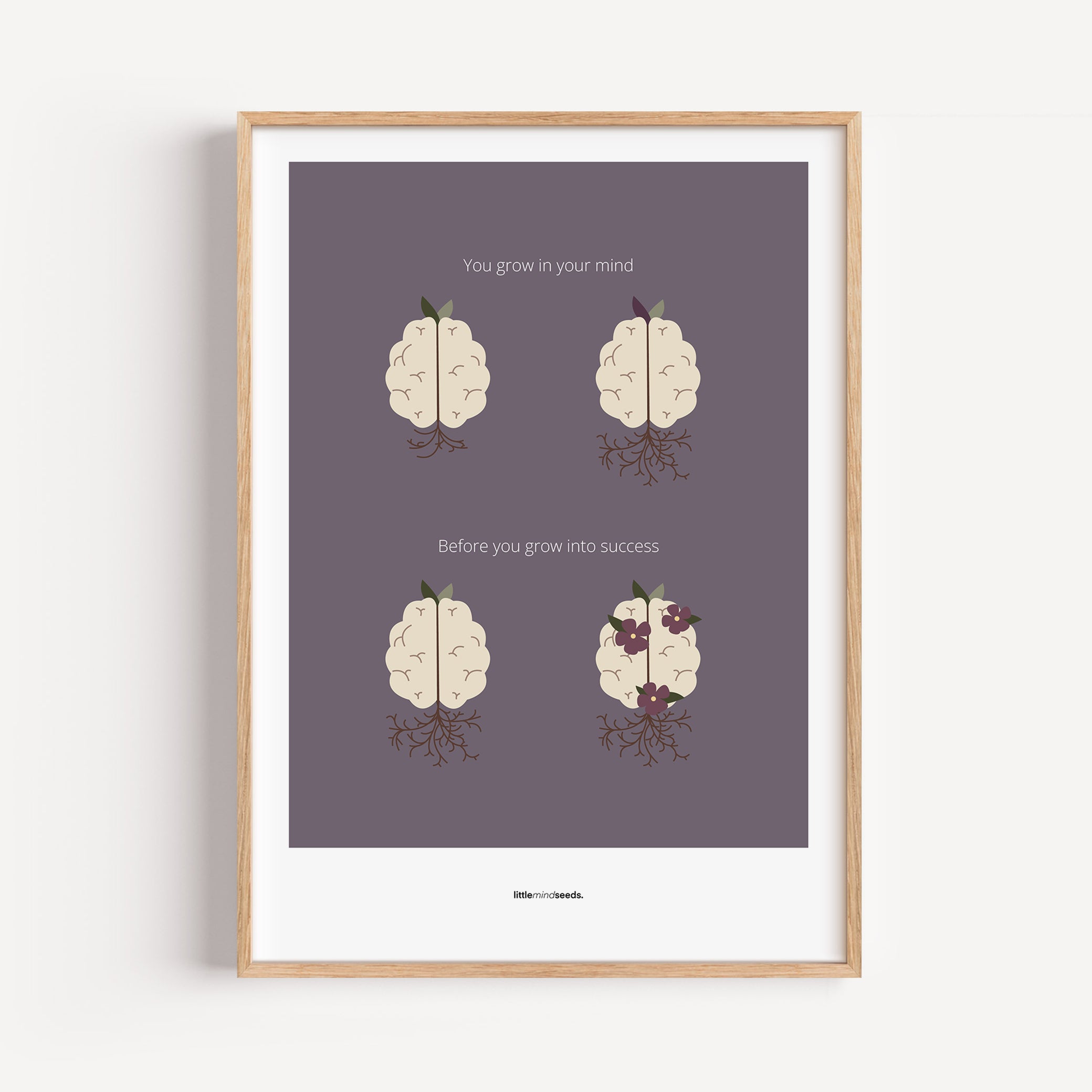 "You Grow Inside First" – Motivational Framed Poster for Children | Growth Mindset Wall Art Framed Poster – Purple