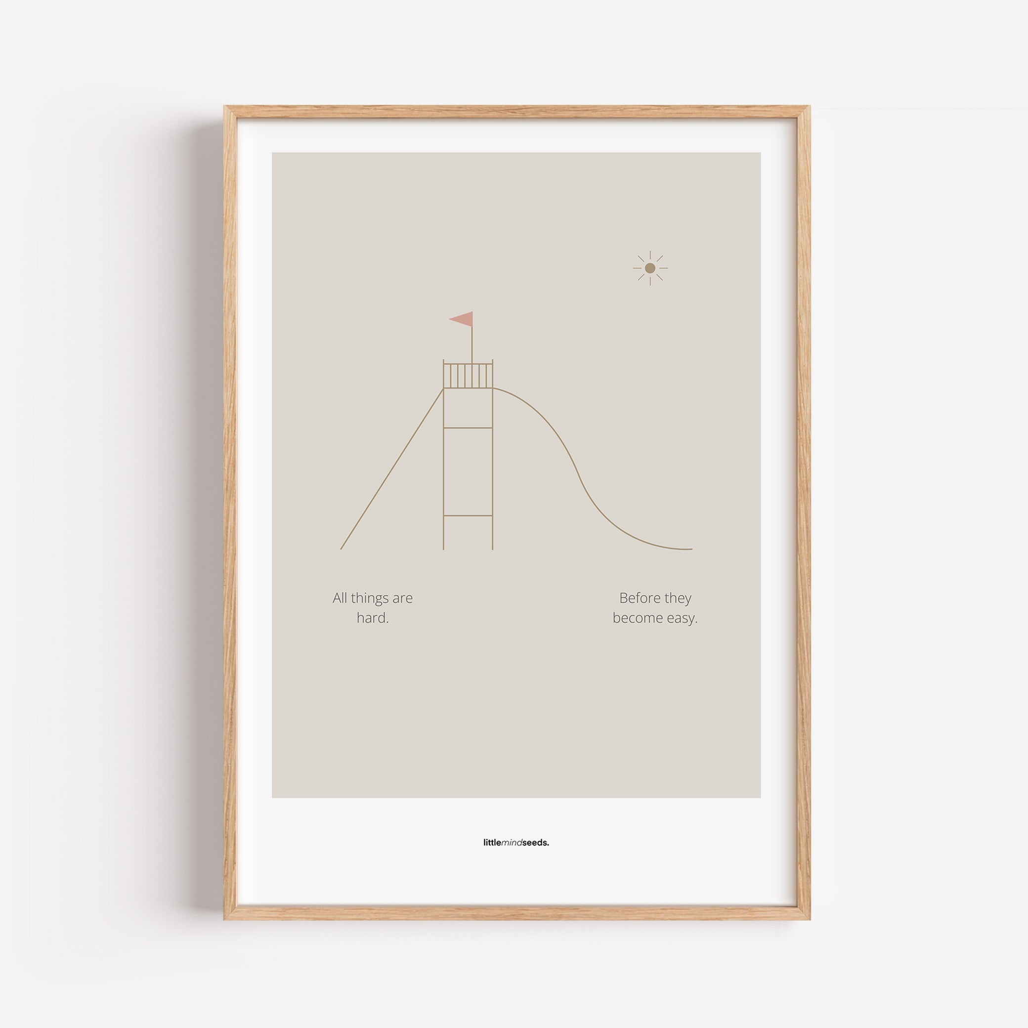"All Things Are Hard Before They Become Easy" – Resilience & Confidence Wall Art to Build Self-Belief & Grit | Motivational Matte Frame | Minimalist Wall Art – Dark Gray