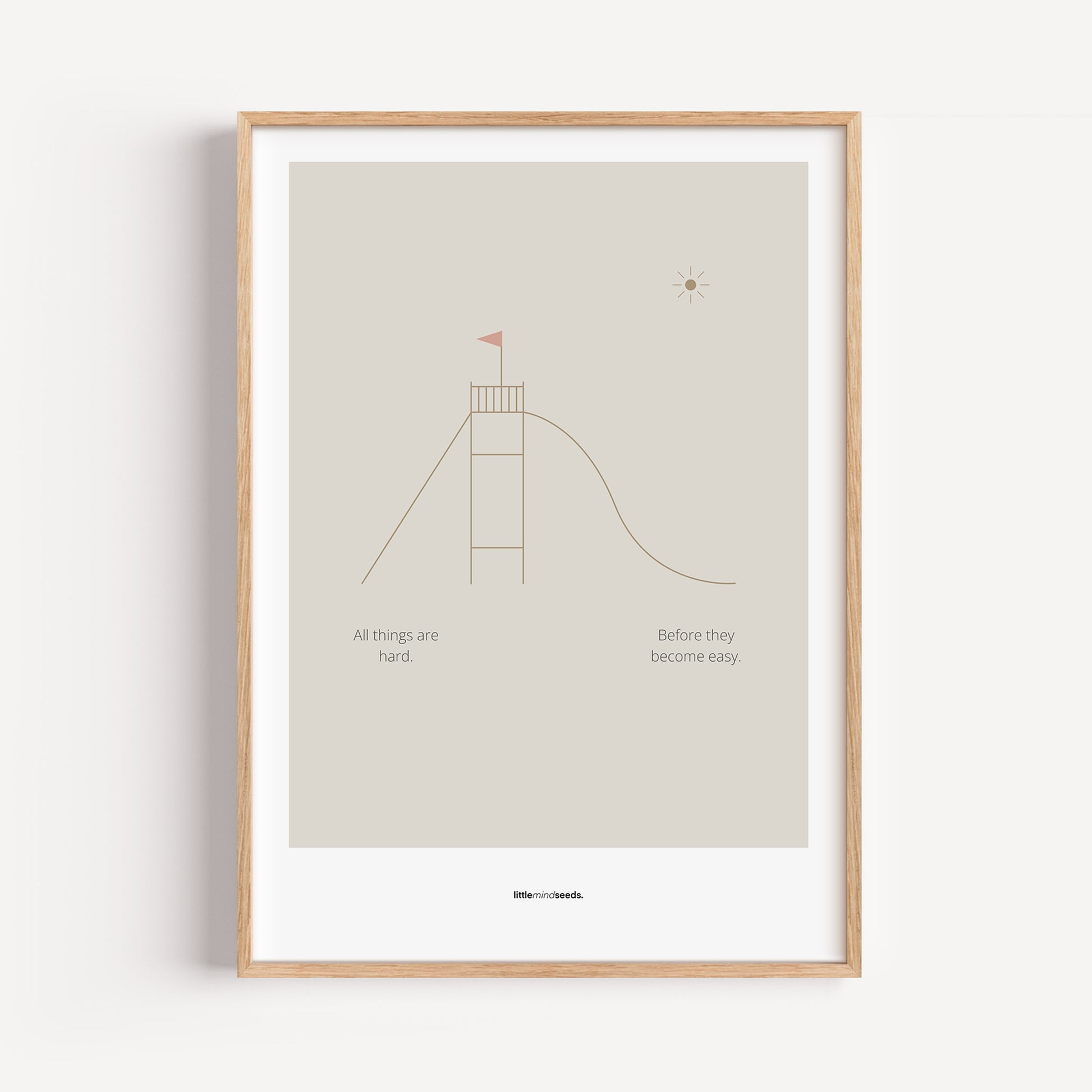 "All Things Are Hard Before They Become Easy" – Resilience & Confidence Wall Art to Build Self-Belief & Grit | Motivational Matte Frame | Minimalist Wall Art – Dark Gray