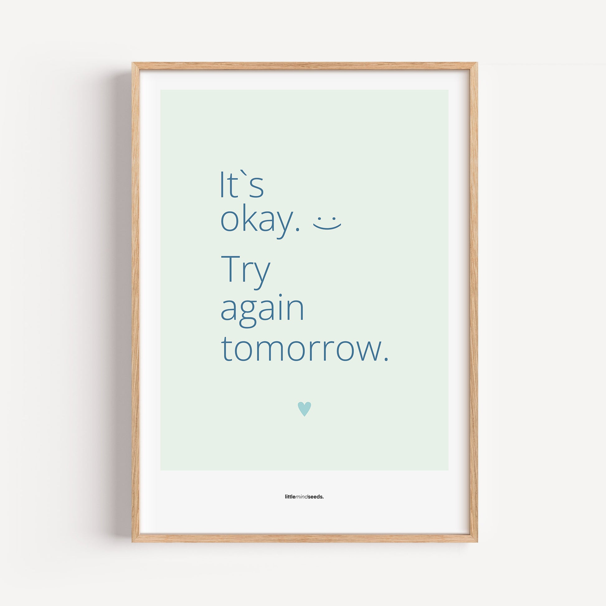"It’s OK, Try Again Tomorrow" – Resilience & Confidence Wall Art to Build Self-Belief & Grit | Motivational Quality Framed Poster | Minimalist Wall Art –  Mint