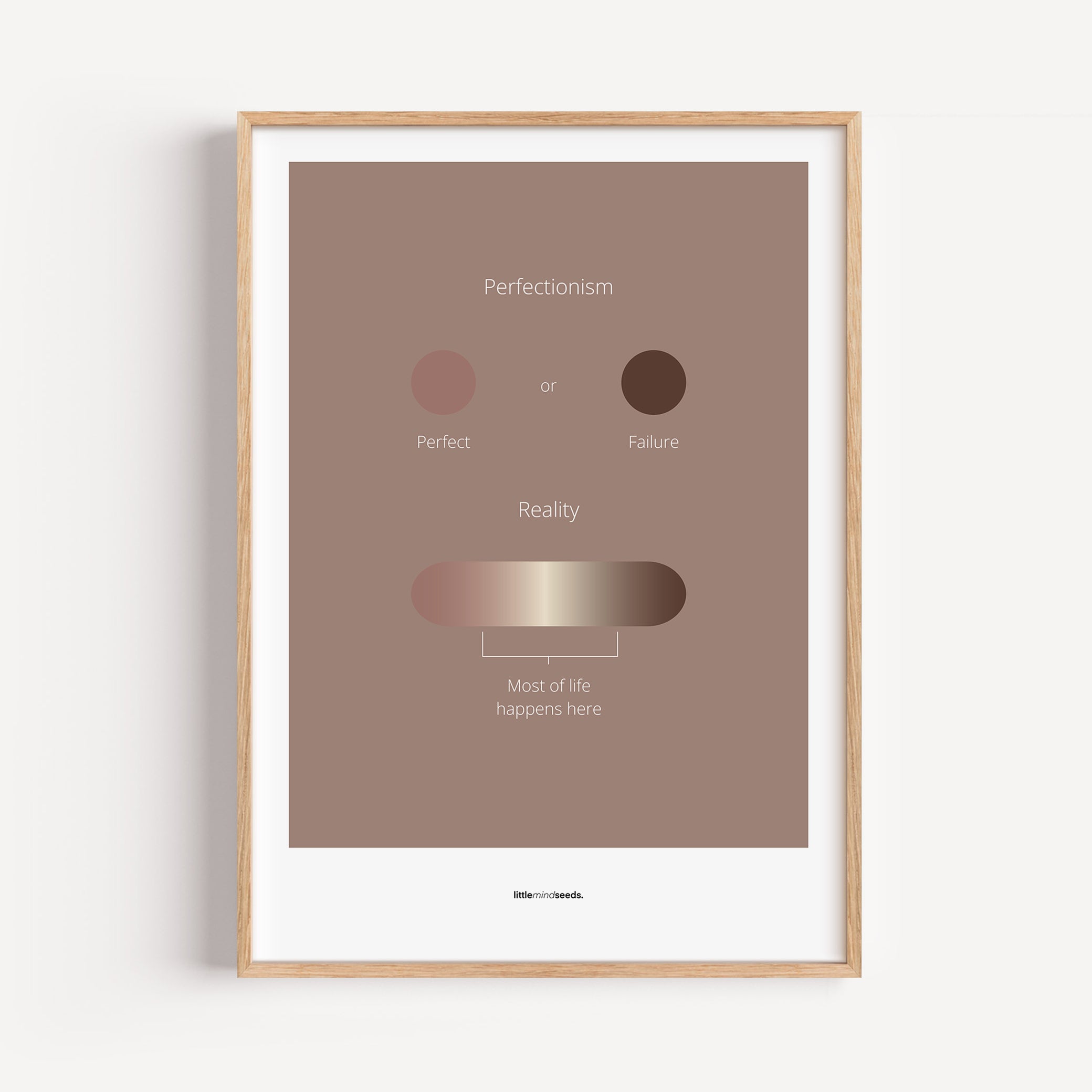 "Life Is Not Perfect Like We Imagine" – Resilience & Confidence Motivational Quality Framed Poster | Minimalist Inspirational Wall Art – Brown