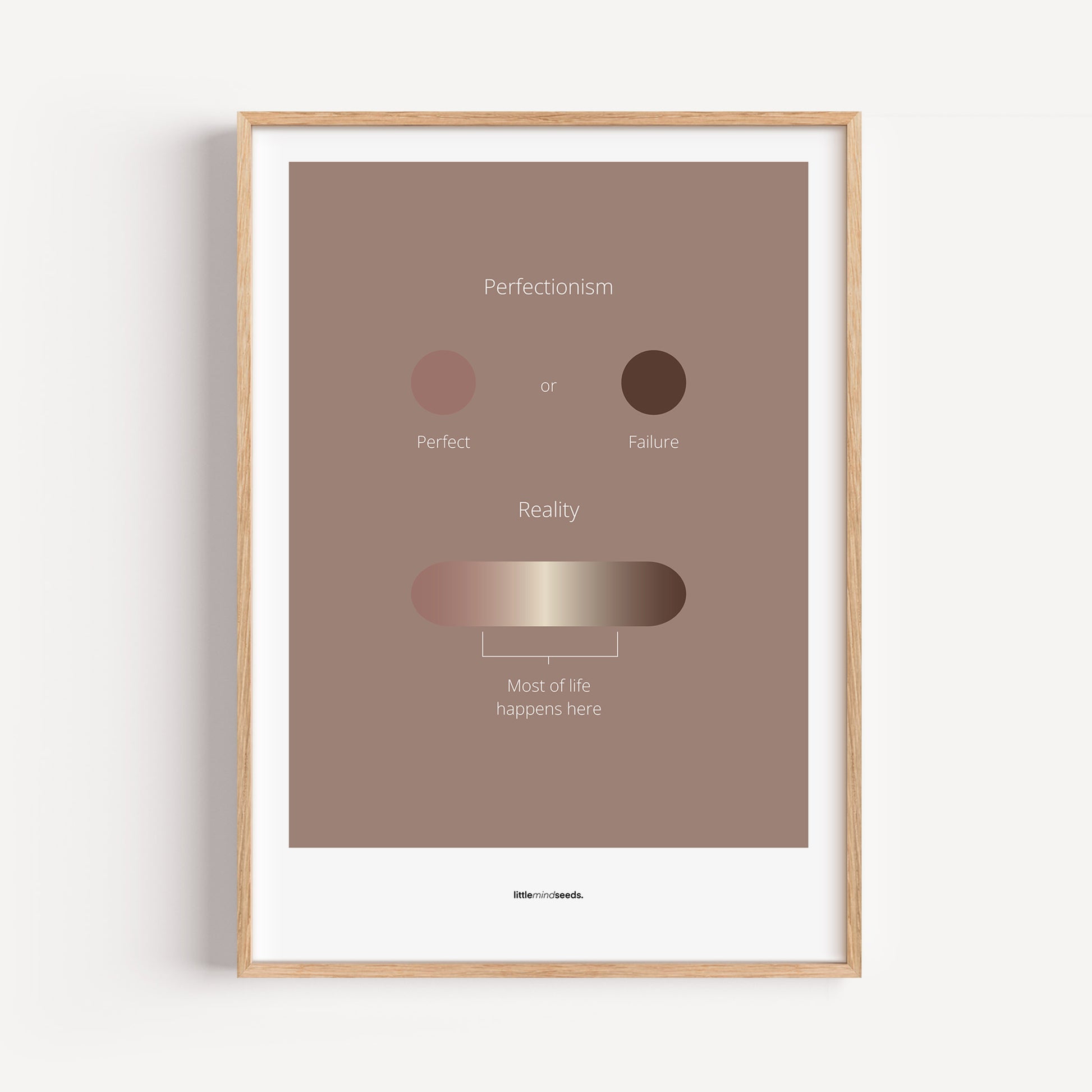"Life Is Not Perfect Like We Imagine" – Resilience & Confidence Motivational Quality Framed Poster | Minimalist Inspirational Wall Art – Brown