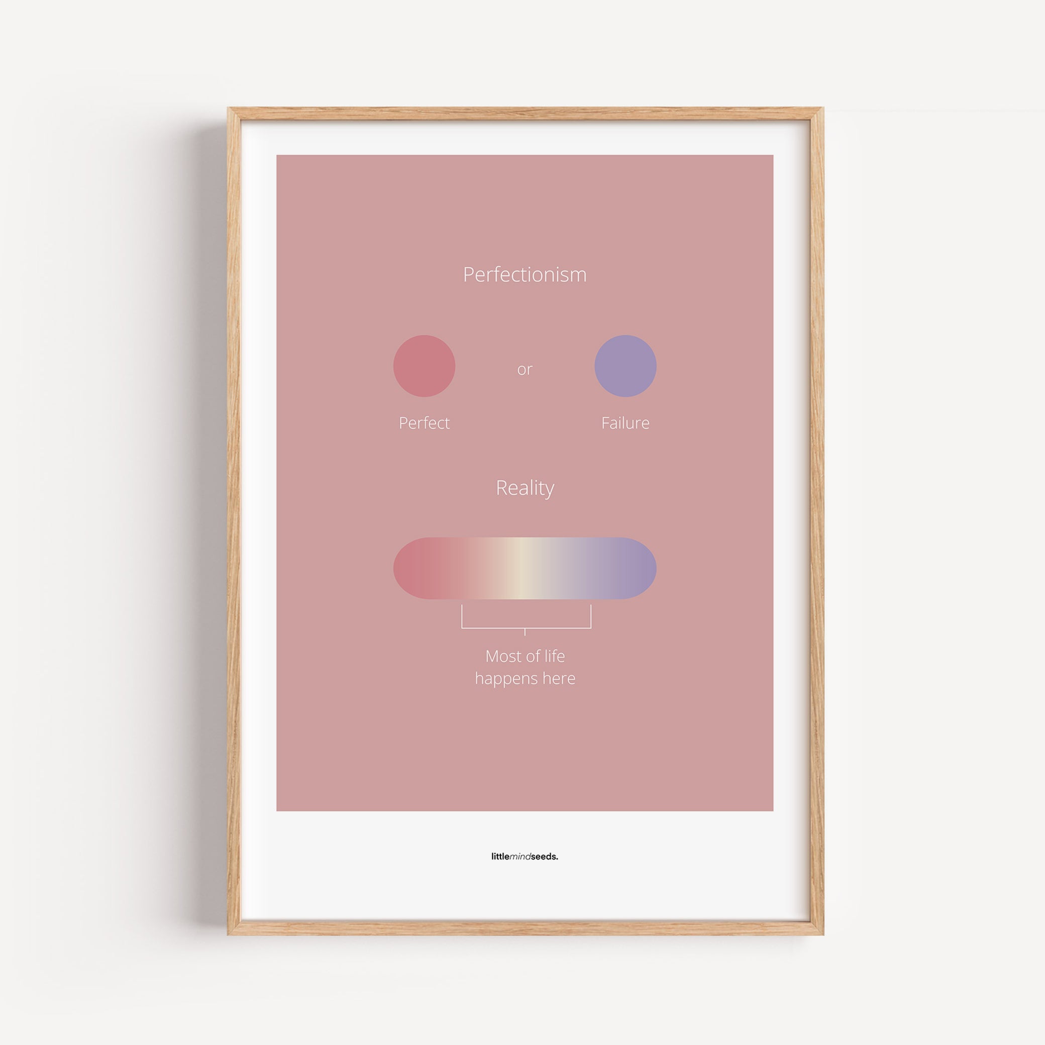 "Life Is Not Perfect Like We Imagine" – Resilience & Confidence Motivational Quality Framed Poster | Minimalist Inspirational Wall Art – Pink