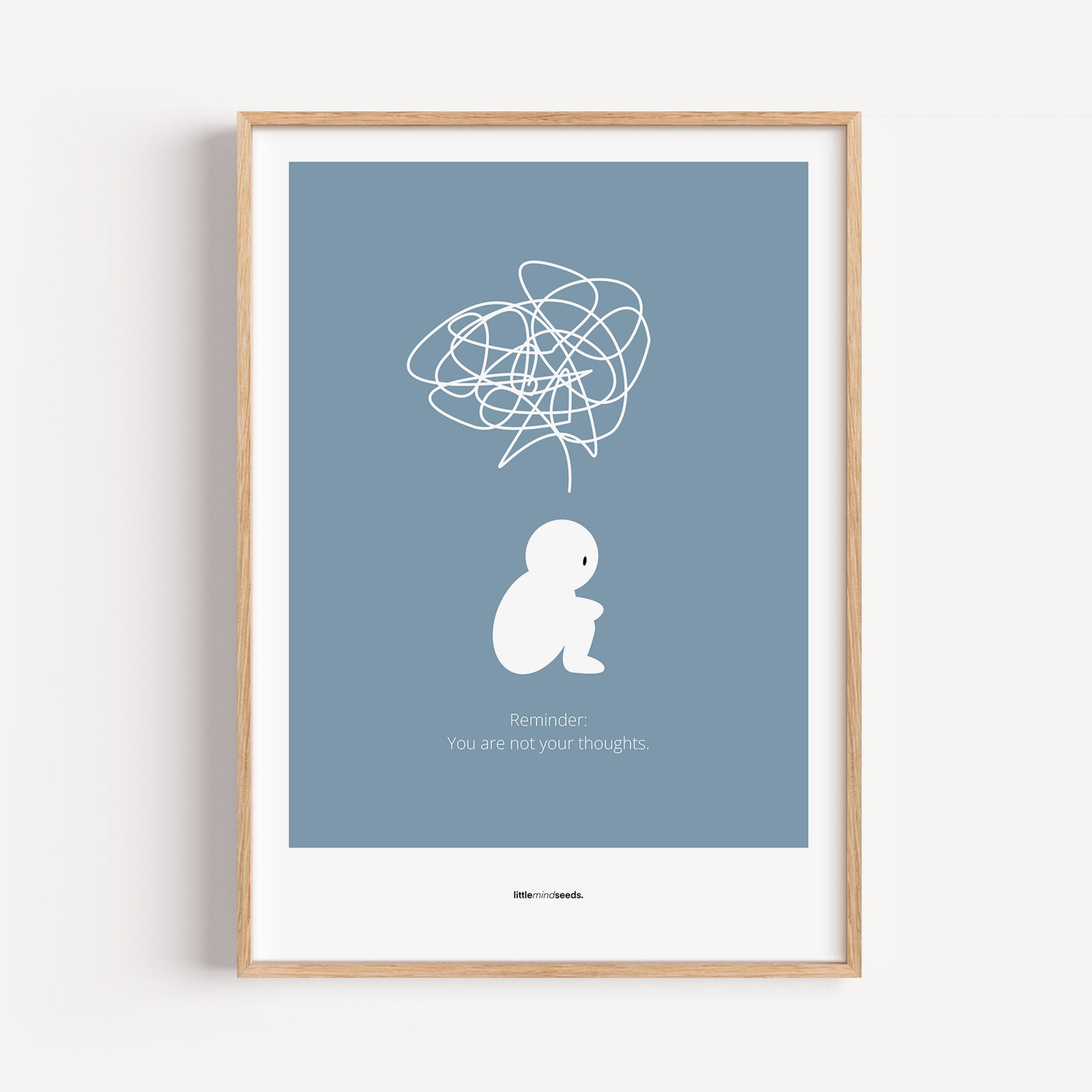 "We Are Not Our Thoughts – We Are Our Actions" – Resilience & Confidence Wall Art to Build Self-Belief & Grit | Motivational Quality Framed Poster | Minimalist Quotes for Personal Growt – Blue