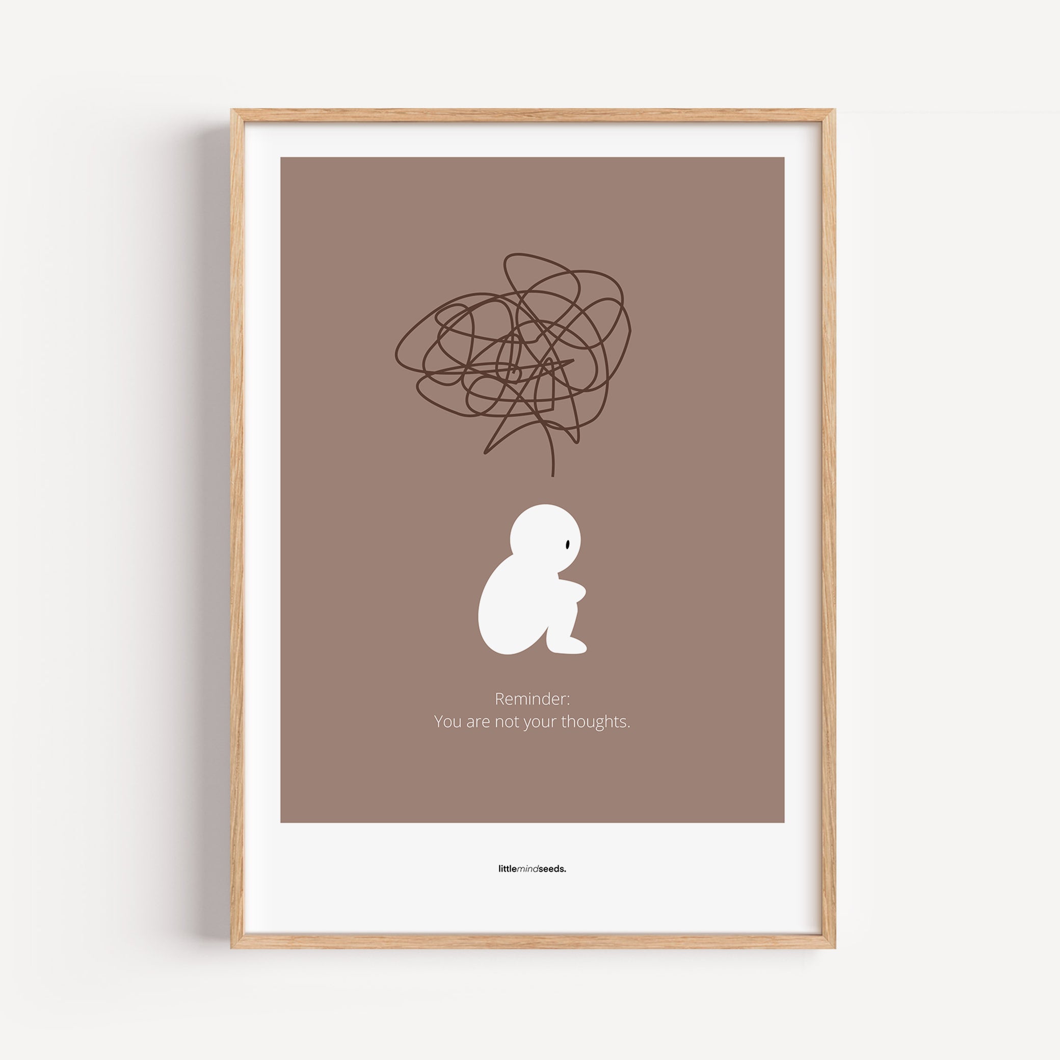 "We Are Not Our Thoughts – We Are Our Actions" – Resilience & Confidence Wall Art to Build Self-Belief & Grit | Motivational Quality Framed Poster | Minimalist Quotes for Personal Growt – Brown