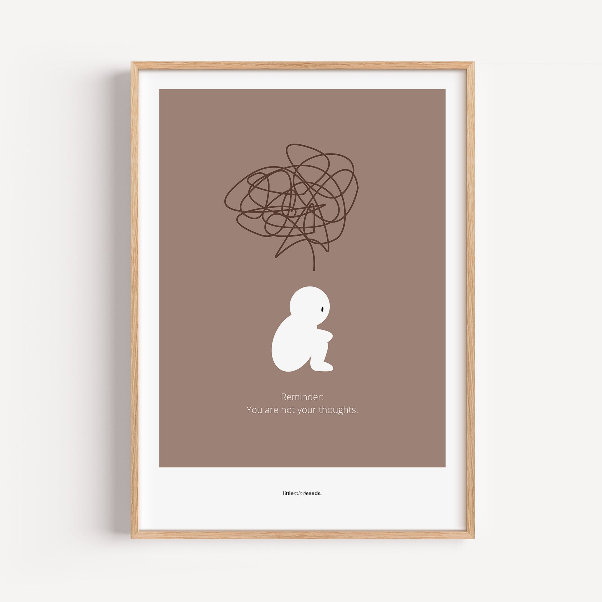 "We Are Not Our Thoughts – We Are Our Actions" – Resilience & Confidence Wall Art to Build Self-Belief & Grit | Motivational Quality Framed Poster | Minimalist Quotes for Personal Growt – Brown