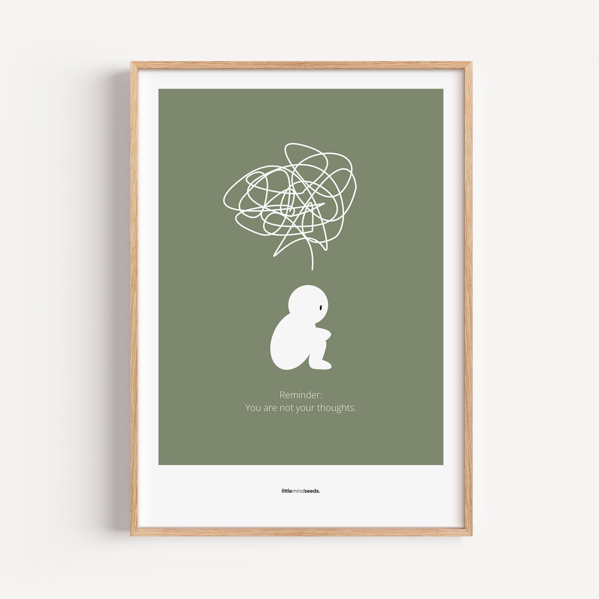 "We Are Not Our Thoughts – We Are Our Actions" – Resilience & Confidence Wall Art to Build Self-Belief & Grit | Motivational Quality Framed Poster | Minimalist Quotes for Personal Growt – Green