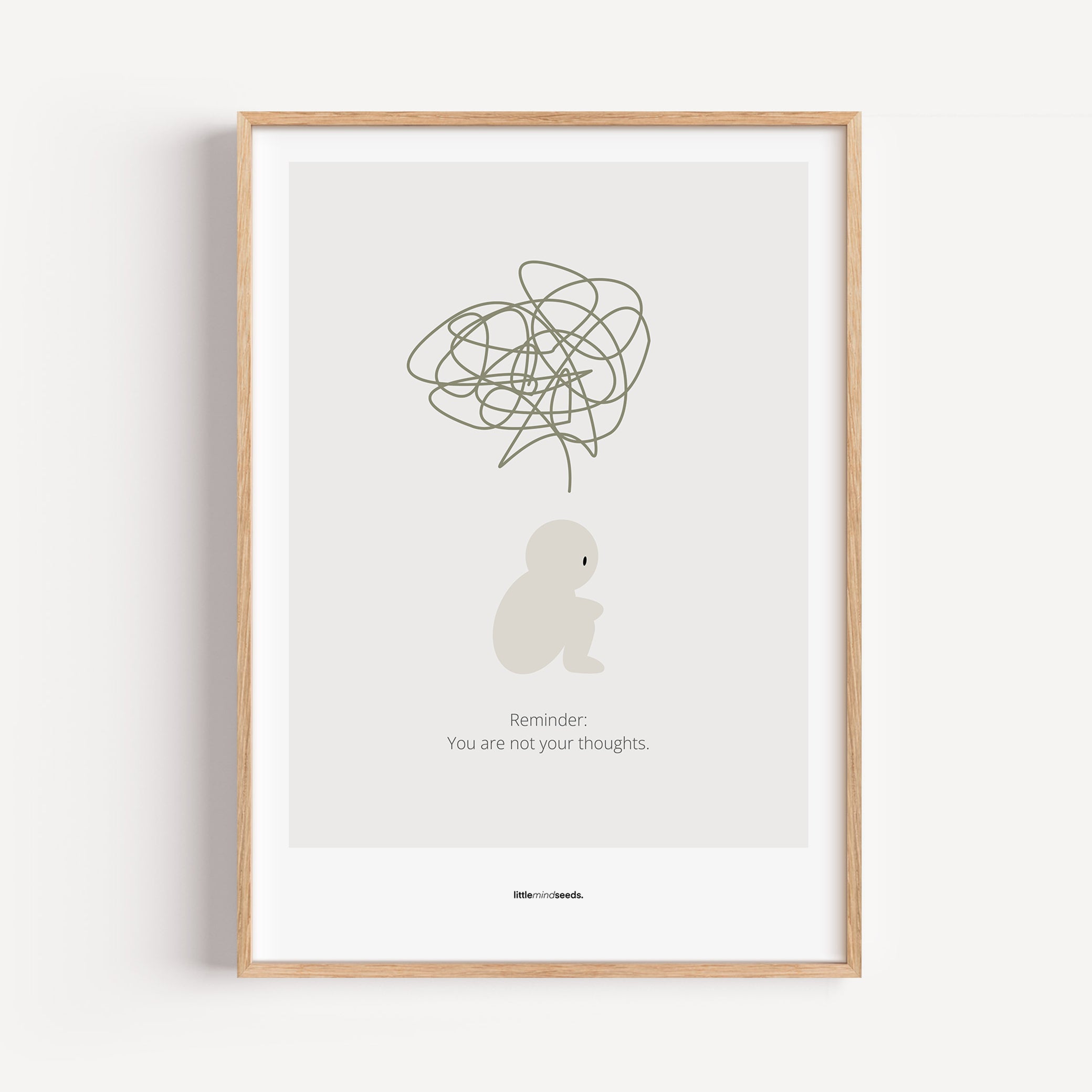 "We Are Not Our Thoughts – We Are Our Actions" – Resilience & Confidence Wall Art to Build Self-Belief & Grit | Motivational Quality Framed Poster | Minimalist Quotes for Personal Growt – Light Gray