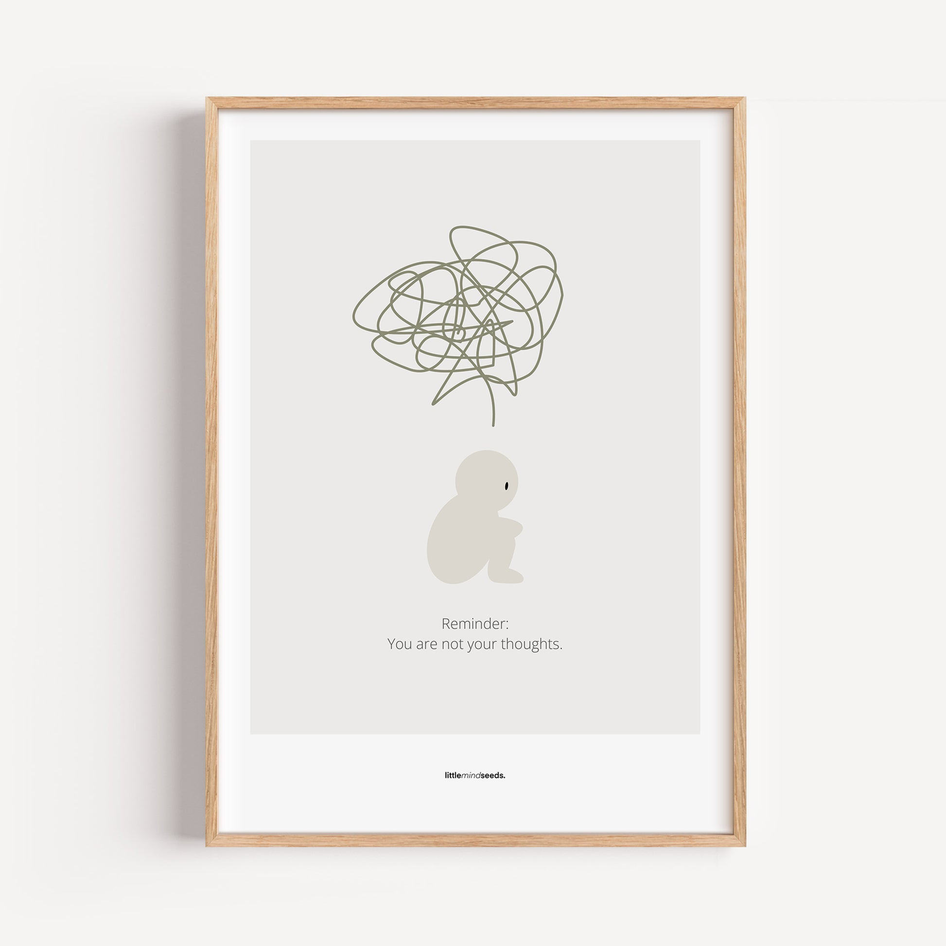 "We Are Not Our Thoughts – We Are Our Actions" – Resilience & Confidence Wall Art to Build Self-Belief & Grit | Motivational Quality Framed Poster | Minimalist Quotes for Personal Growt – Light Gray