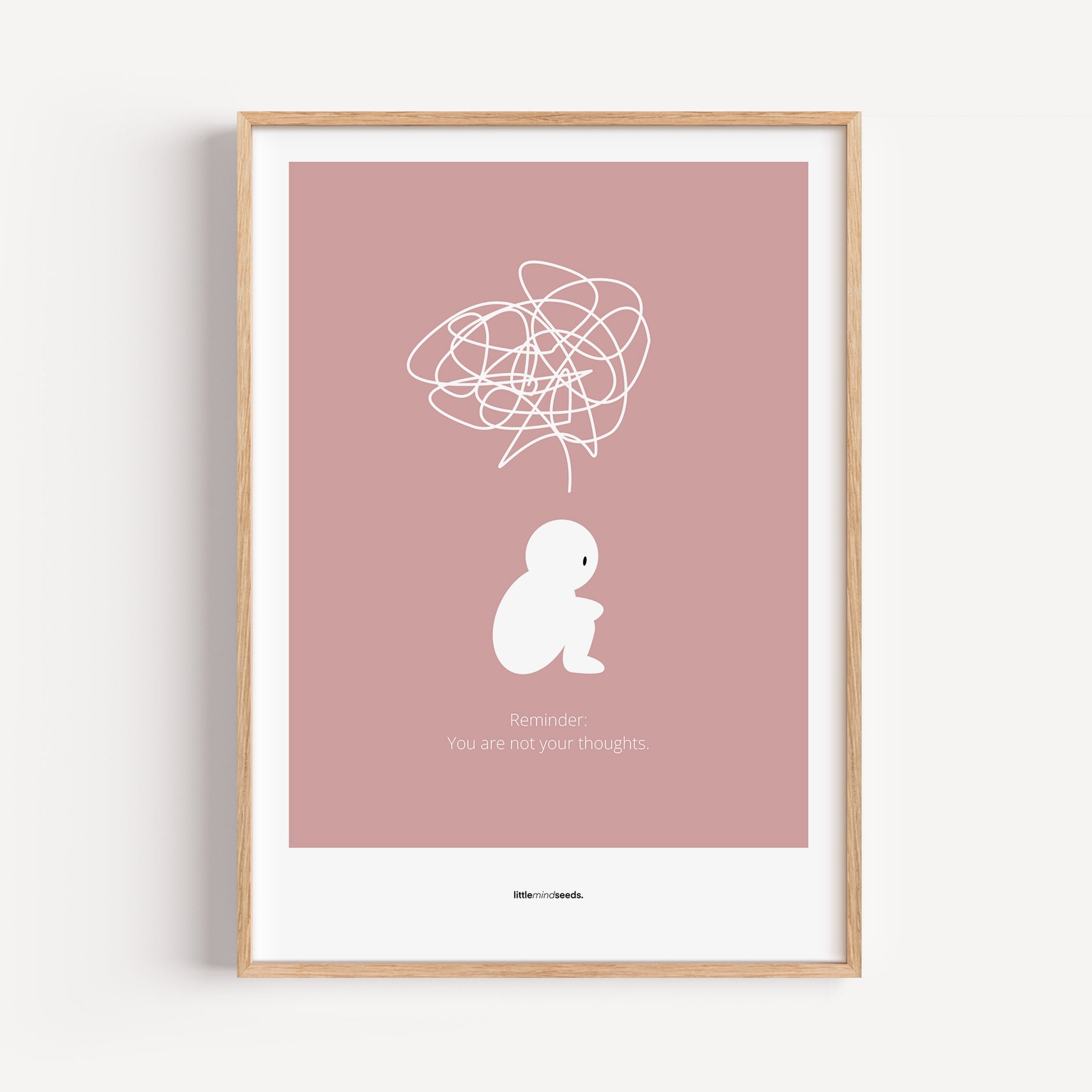 "We Are Not Our Thoughts – We Are Our Actions" – Resilience & Confidence Wall Art to Build Self-Belief & Grit | Motivational Quality Framed Poster | Minimalist Quotes for Personal Growt – Pink
