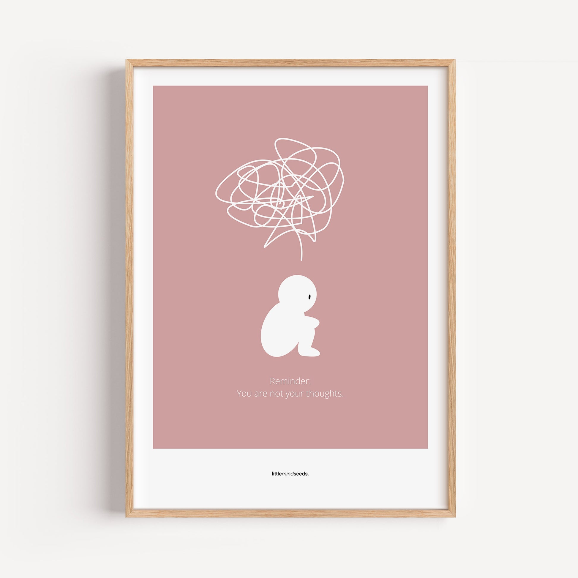 "We Are Not Our Thoughts – We Are Our Actions" – Resilience & Confidence Wall Art to Build Self-Belief & Grit | Motivational Quality Framed Poster | Minimalist Quotes for Personal Growt – Pink