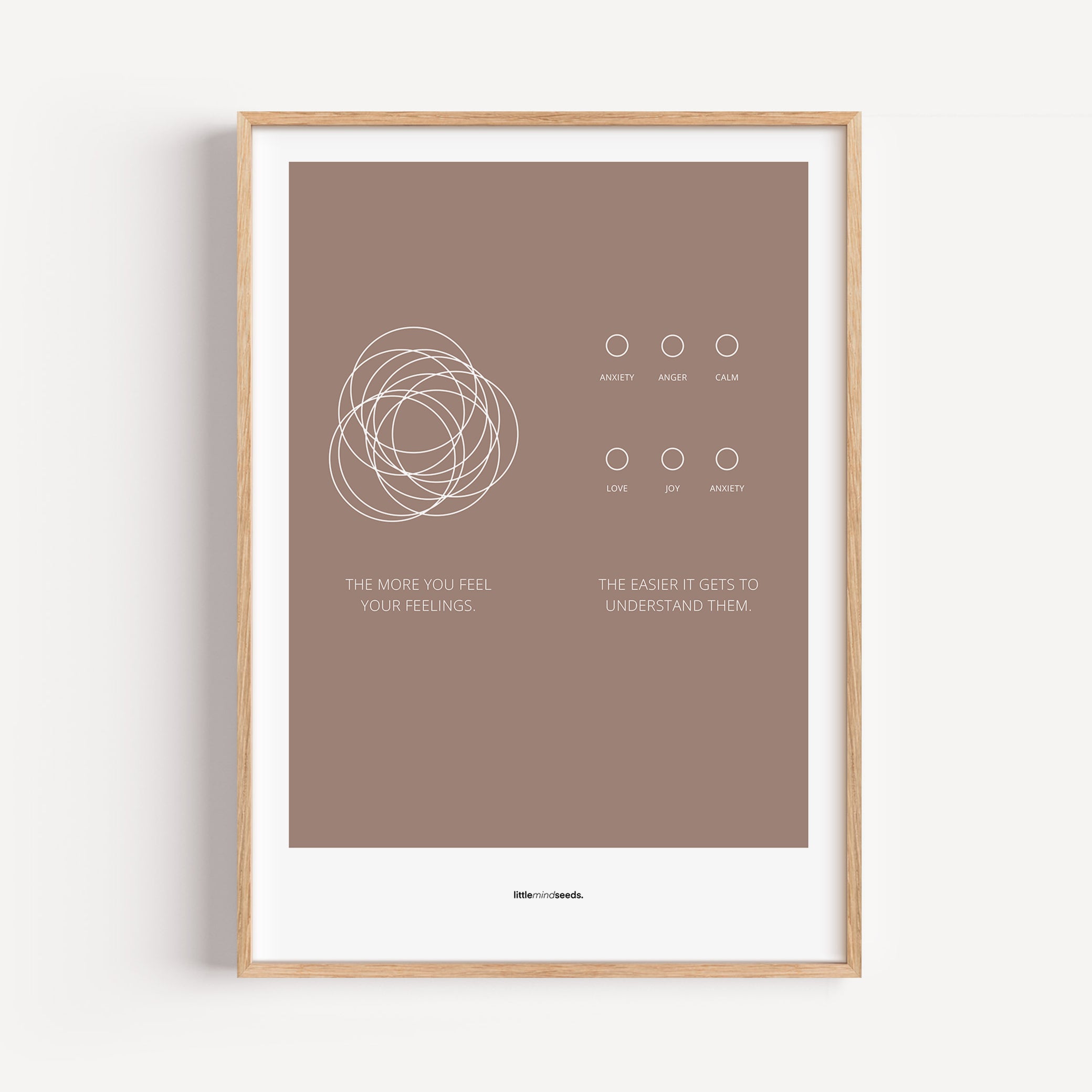 "The More You Feel, The Easier You Understand" – Emotional Intelligence & Self-Worth Wall Art for Children to Nurture Empathy & Confidence | Quality Framed Poster – Brown