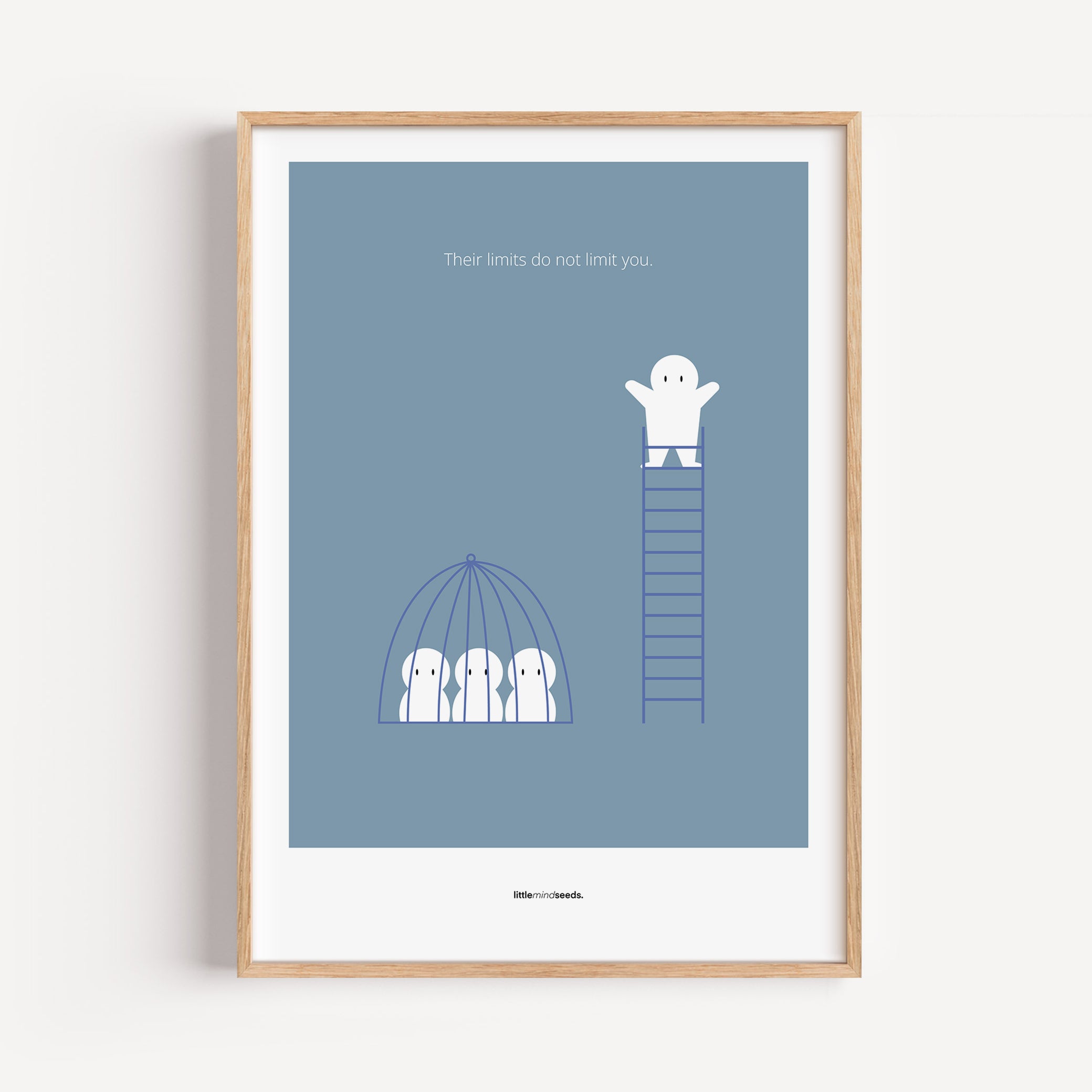 "The Limits of Others Do Not Limit You" – Emotional Intelligence & Self-Worth Motivational Quality Framed Poster | Minimalist Wall Art – Blue
