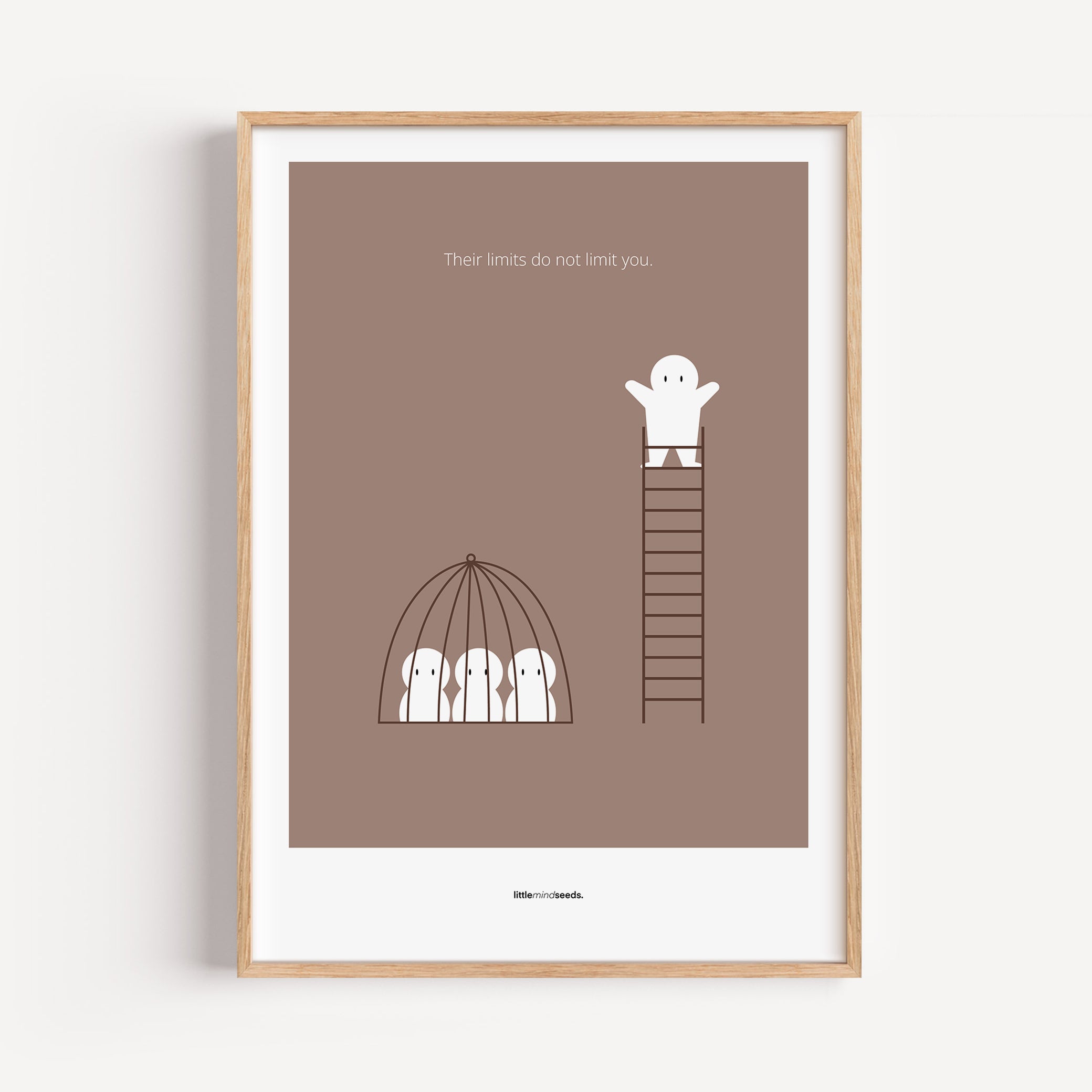 "The Limits of Others Do Not Limit You" – Emotional Intelligence & Self-Worth Motivational Quality Framed Poster | Minimalist Wall Art – Brown