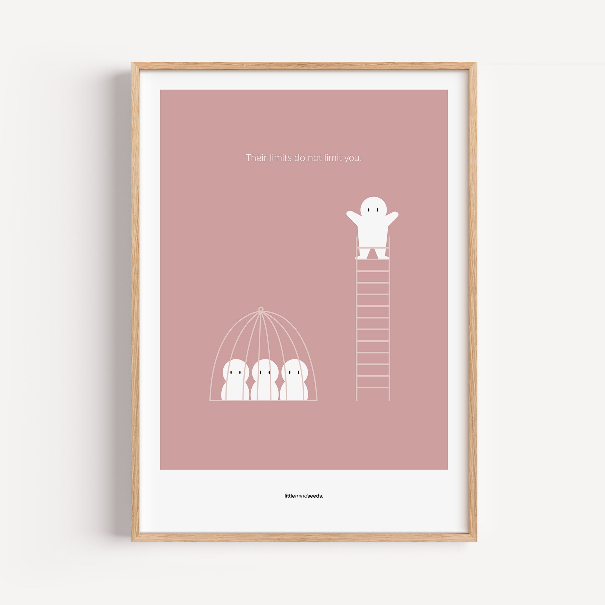 "The Limits of Others Do Not Limit You" – Emotional Intelligence & Self-Worth Motivational Quality Framed Poster | Minimalist Wall Art – Pink