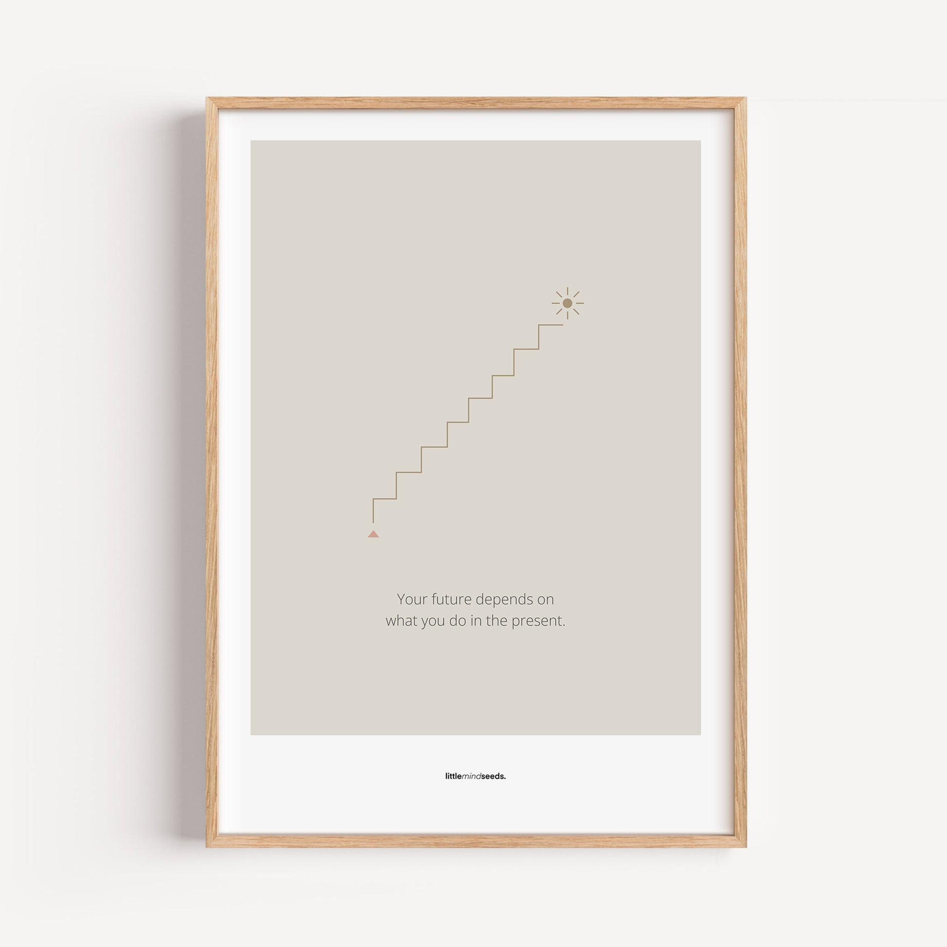 "The Future Depends On What You Do In The Present" – Discipline, Habits & Achievements Children Motivational Wall Framed Poster to Foster Focus & Success | Matte Poster– Dark Gray