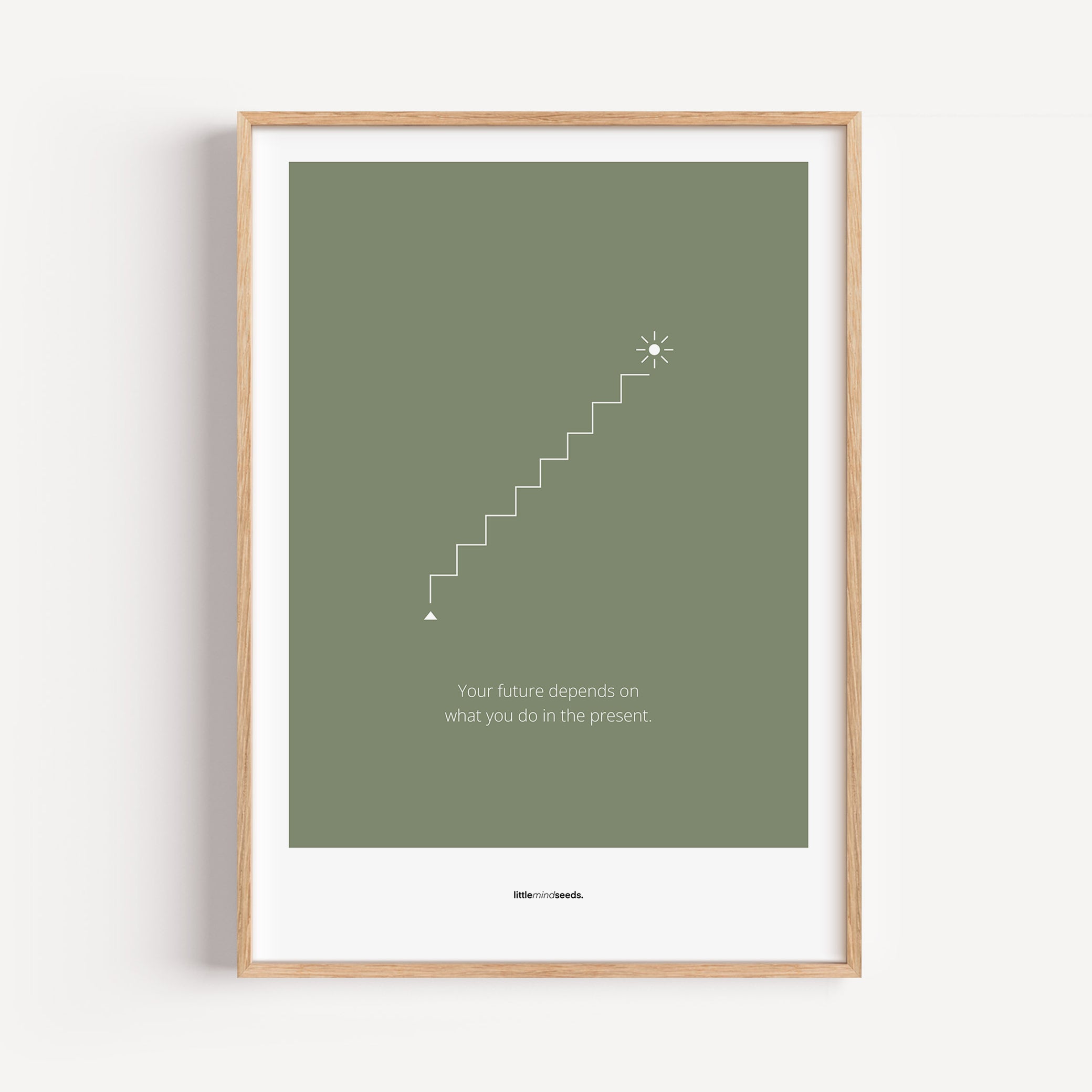 "The Future Depends On What You Do In The Present" – Discipline, Habits & Achievements Children Motivational Wall Framed Poster to Foster Focus & Success | Matte Poster– Green