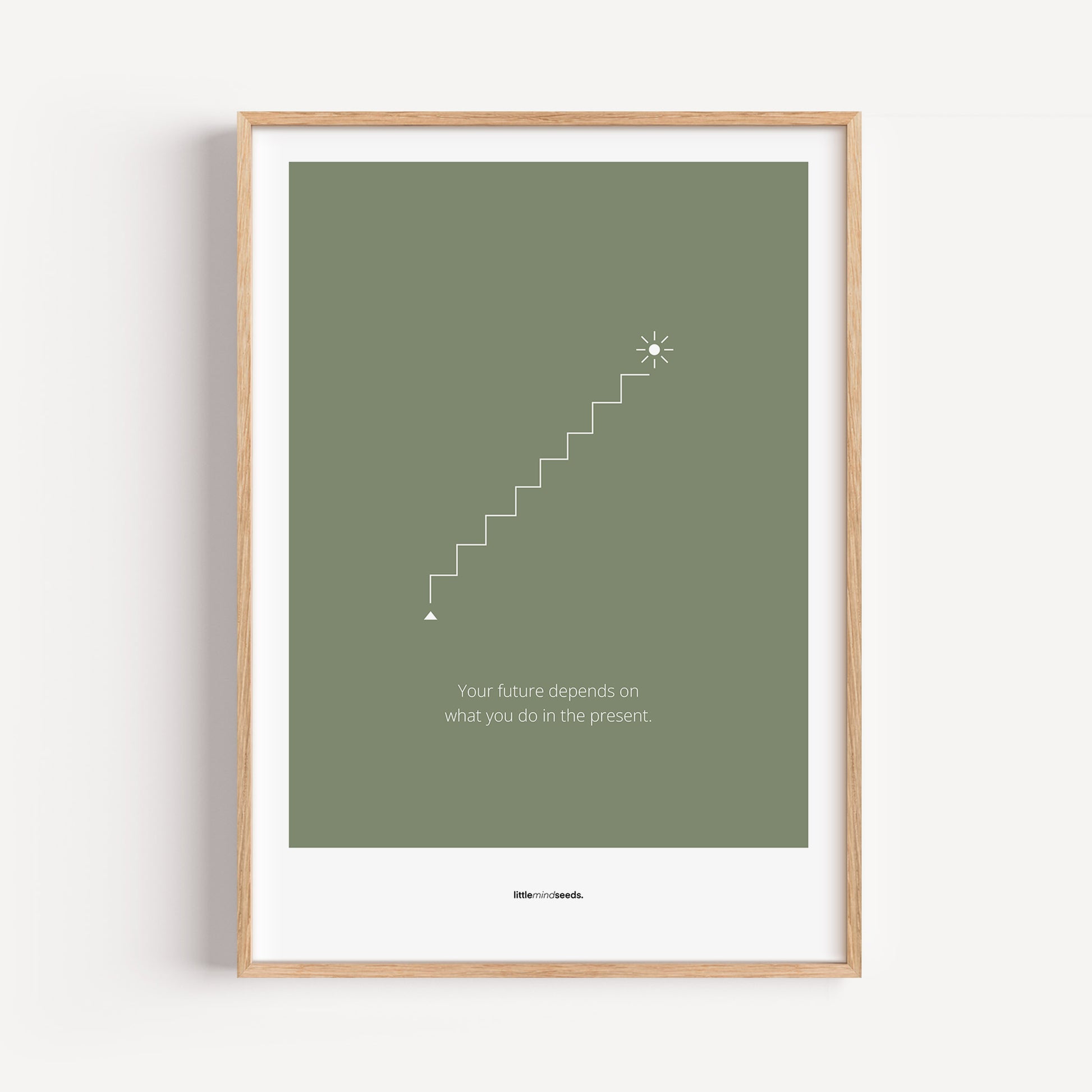 "The Future Depends On What You Do In The Present" – Discipline, Habits & Achievements Children Motivational Wall Framed Poster to Foster Focus & Success | Matte Poster– Green