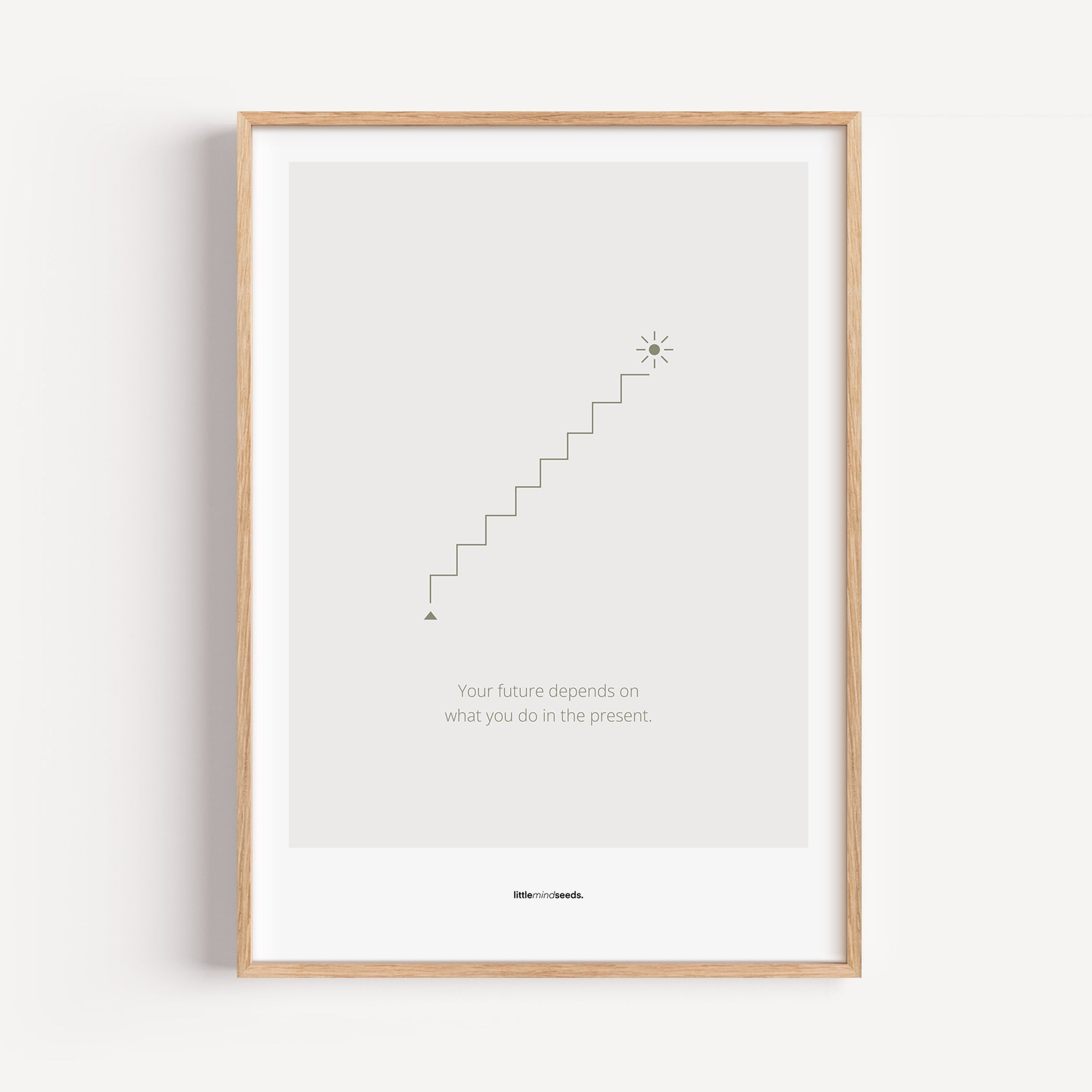 "The Future Depends On What You Do In The Present" – Discipline, Habits & Achievements Children Motivational Wall Framed Poster to Foster Focus & Success | Matte Poster– Light Gray