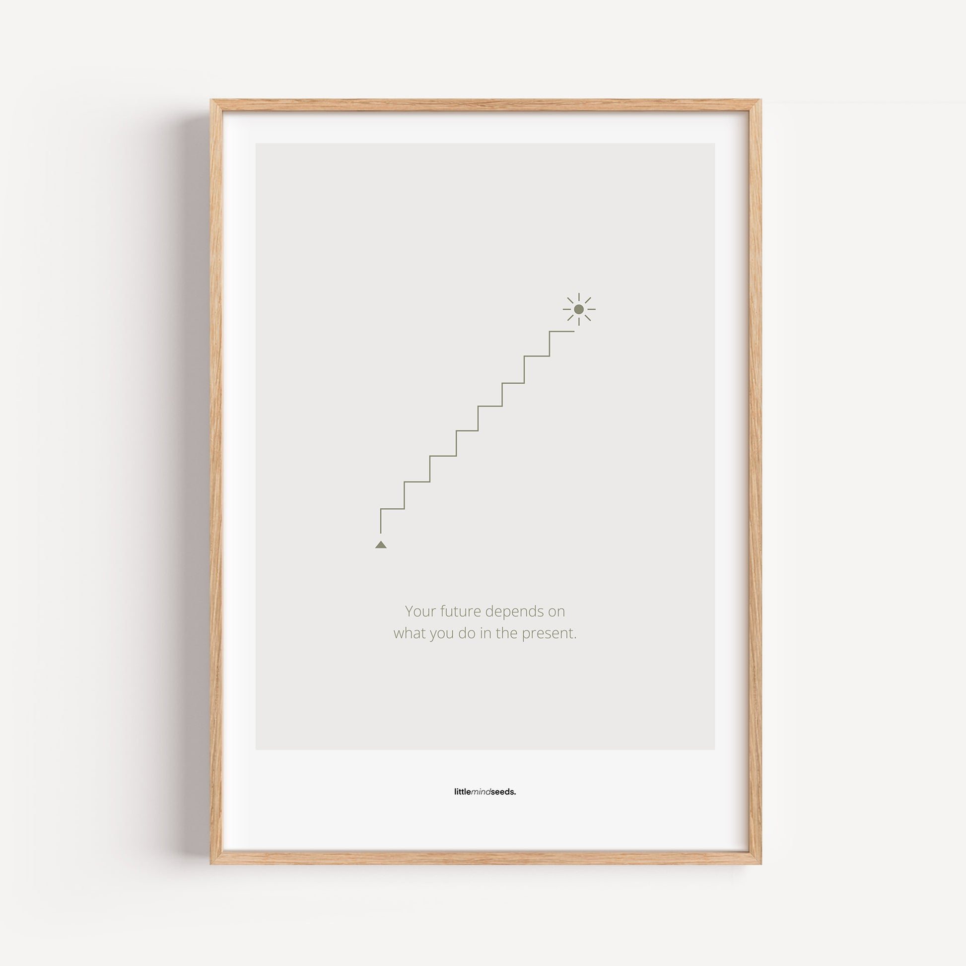 "The Future Depends On What You Do In The Present" – Discipline, Habits & Achievements Children Motivational Wall Framed Poster to Foster Focus & Success | Matte Poster– Light Gray
