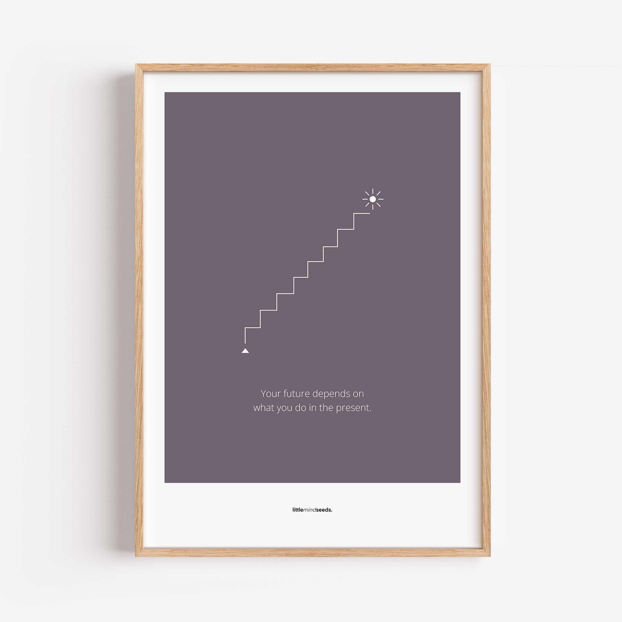 "The Future Depends On What You Do In The Present" – Discipline, Habits & Achievements Children Motivational Wall Framed Poster to Foster Focus & Success | Matte Poster– Purple