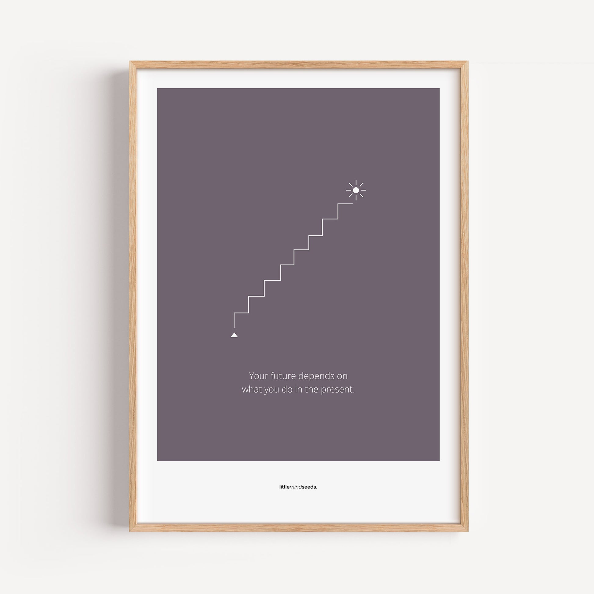 "The Future Depends On What You Do In The Present" – Discipline, Habits & Achievements Children Motivational Wall Framed Poster to Foster Focus & Success | Matte Poster– Purple