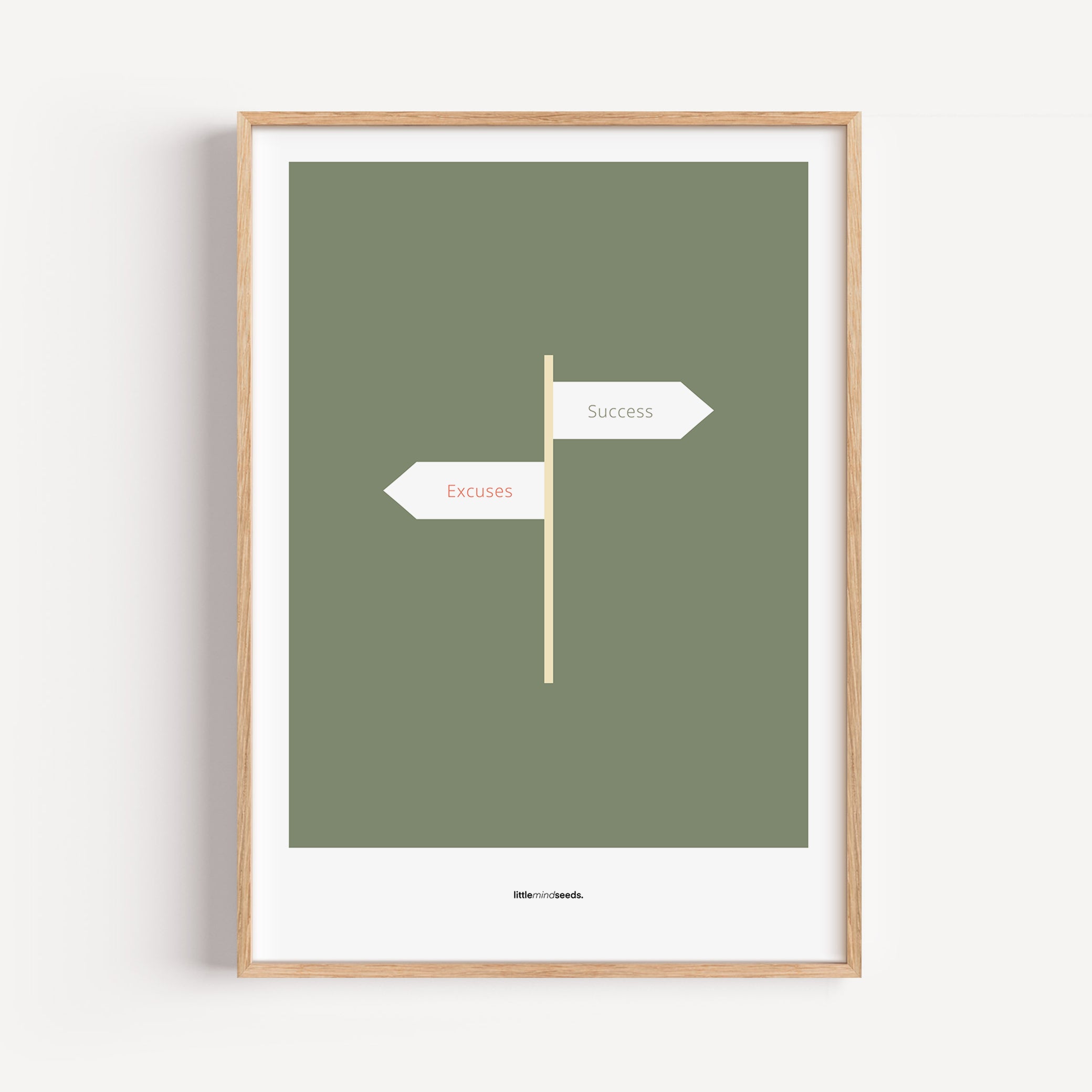 "Only Two Ways – Either You Have Excuses, or You Achieve Success" – Discipline, Habits & Achievements Children Motivational Wall Art to Foster Focus & Success | Matte Frame– Green