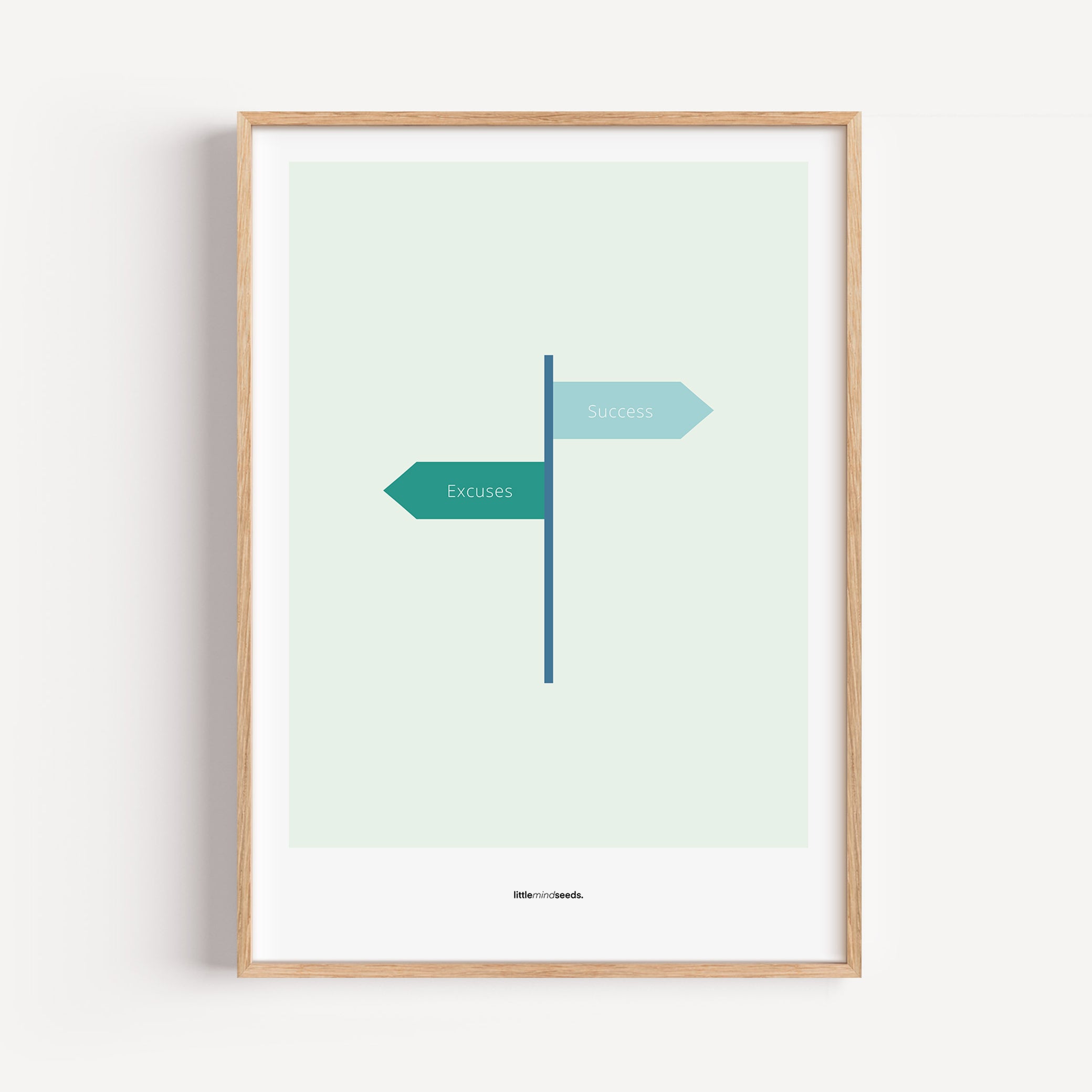 "Only Two Ways – Either You Have Excuses, or You Achieve Success" – Discipline, Habits & Achievements Children Motivational Wall Art to Foster Focus & Success | Matte Frame– Mint