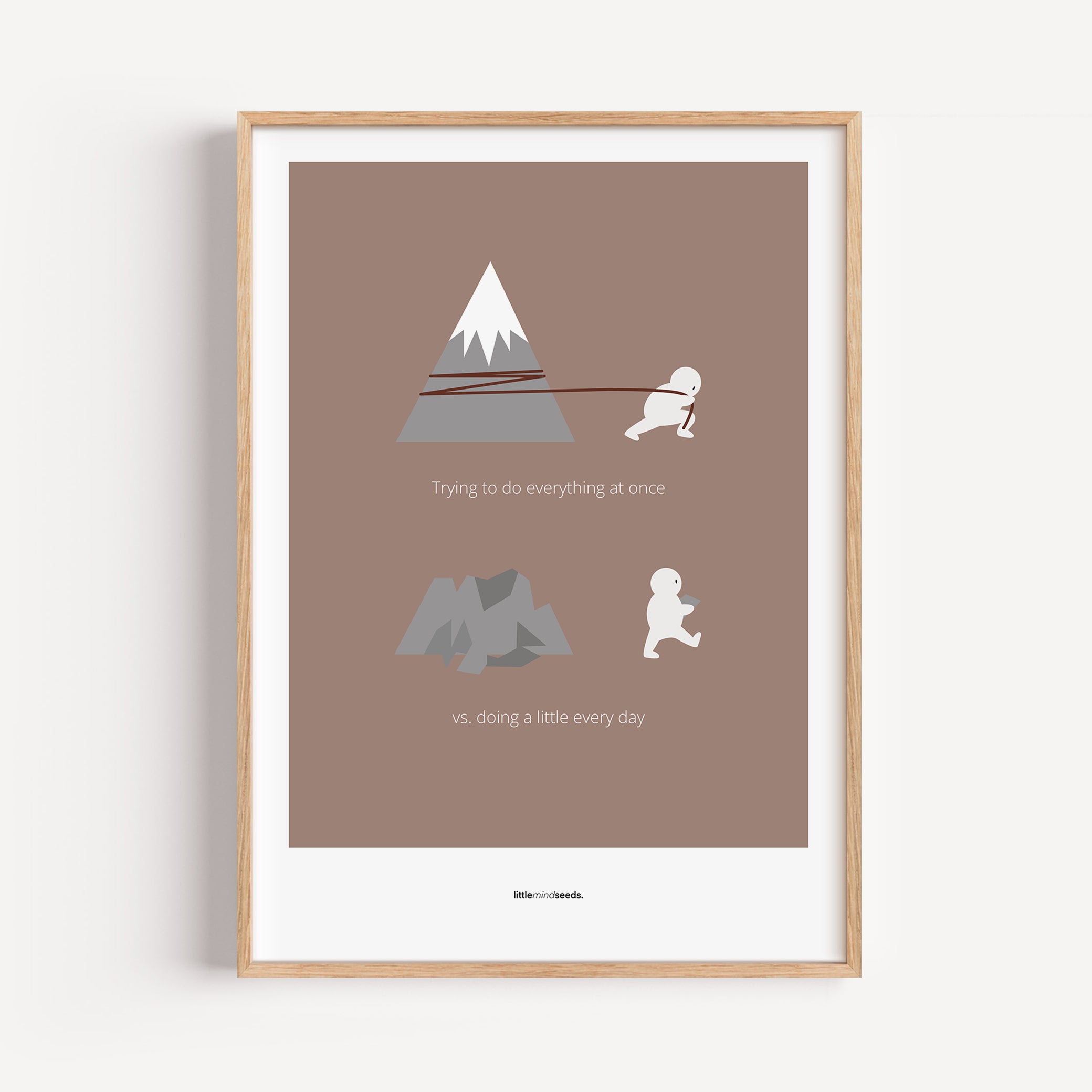 "Big Goals Need Small Consistent Effort Every Day" – Discipline, Habits & Achievements Motivational Quality Framed Poster | Minimalist Wall Art – Brown