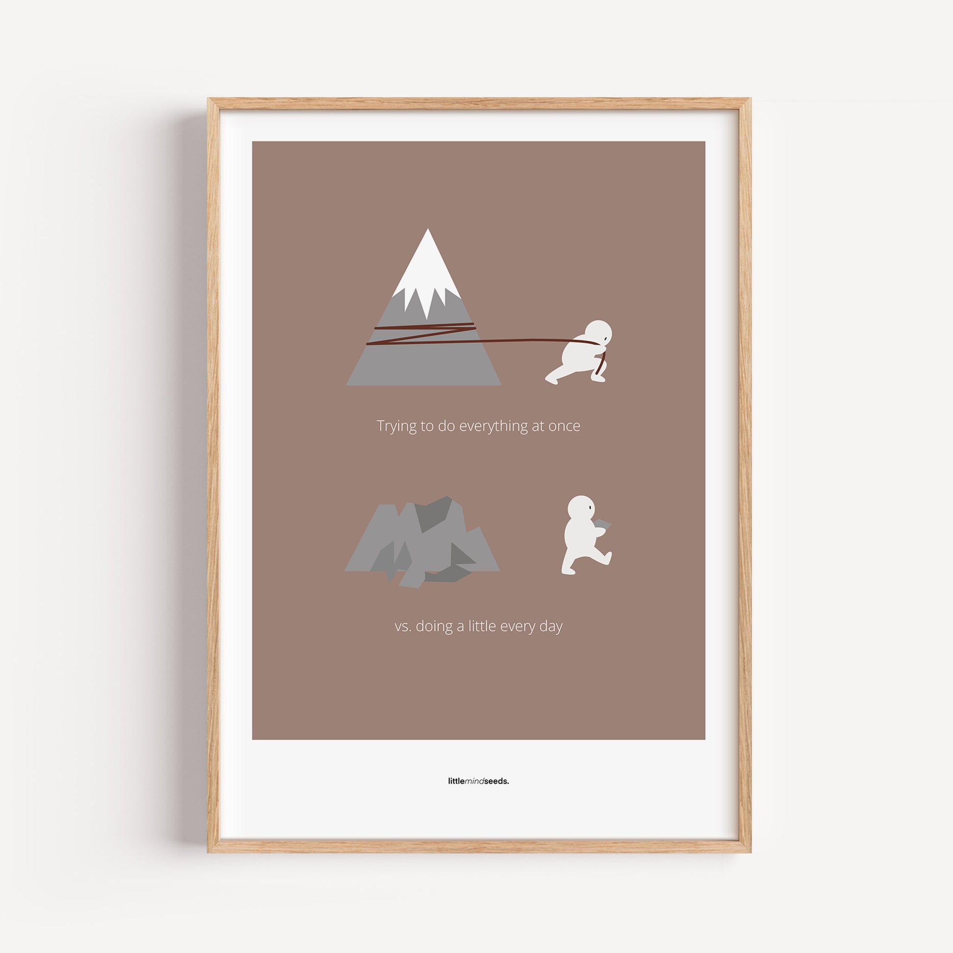 "Big Goals Need Small Consistent Effort Every Day" – Discipline, Habits & Achievements Motivational Quality Framed Poster | Minimalist Wall Art – Brown